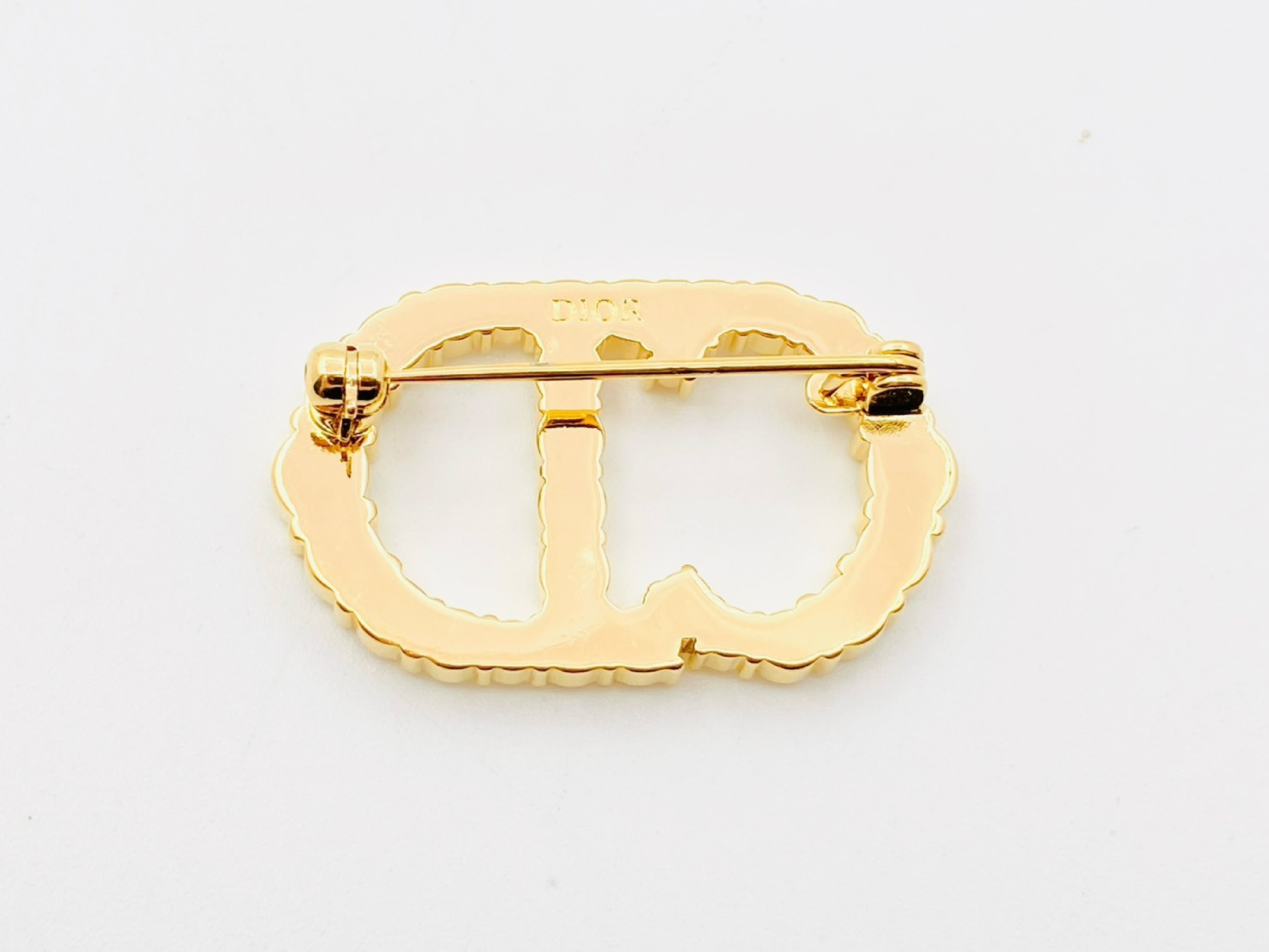 Clair D Lune CD Logo Rhinestone Brooch Gold Brooch — view 2