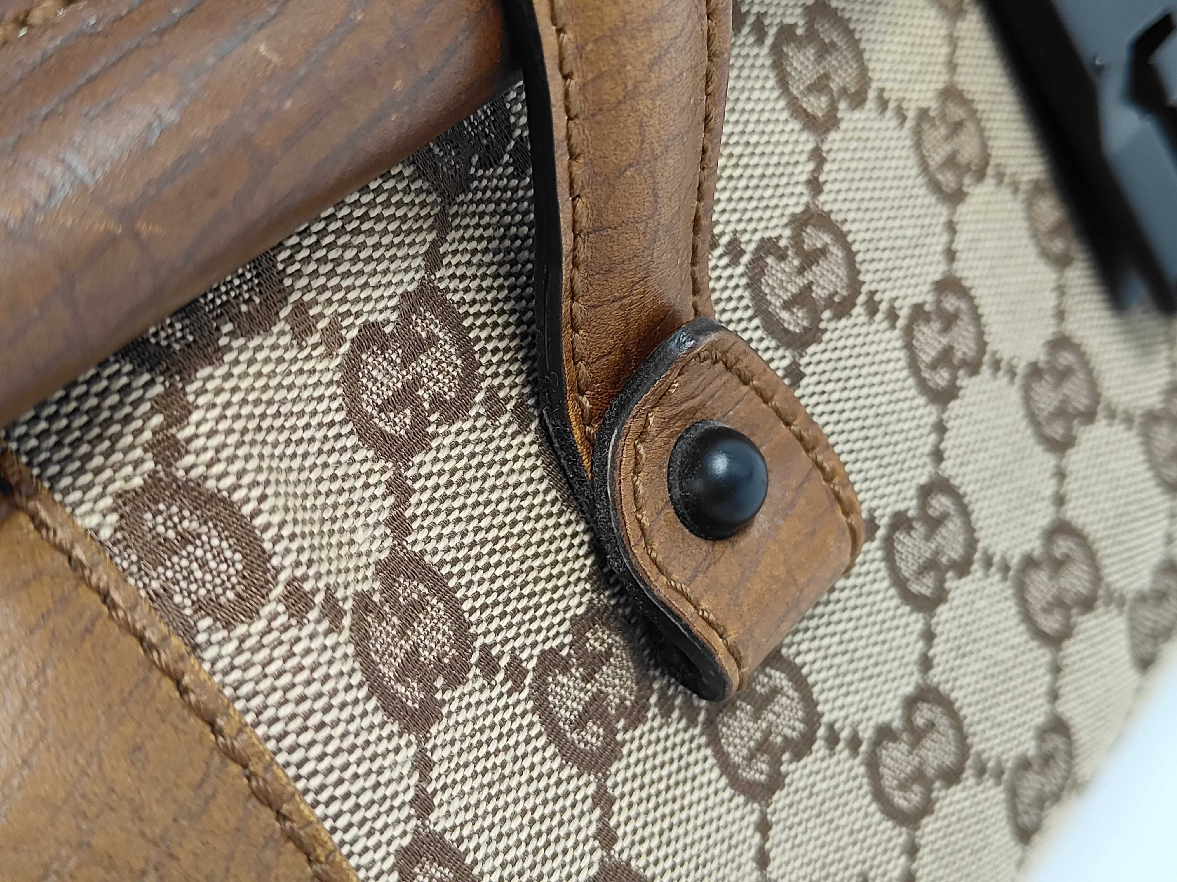 111713GG Canvas Bamboo Handbag, Brown, with Dust Bag, Shoulder Bag — view 6