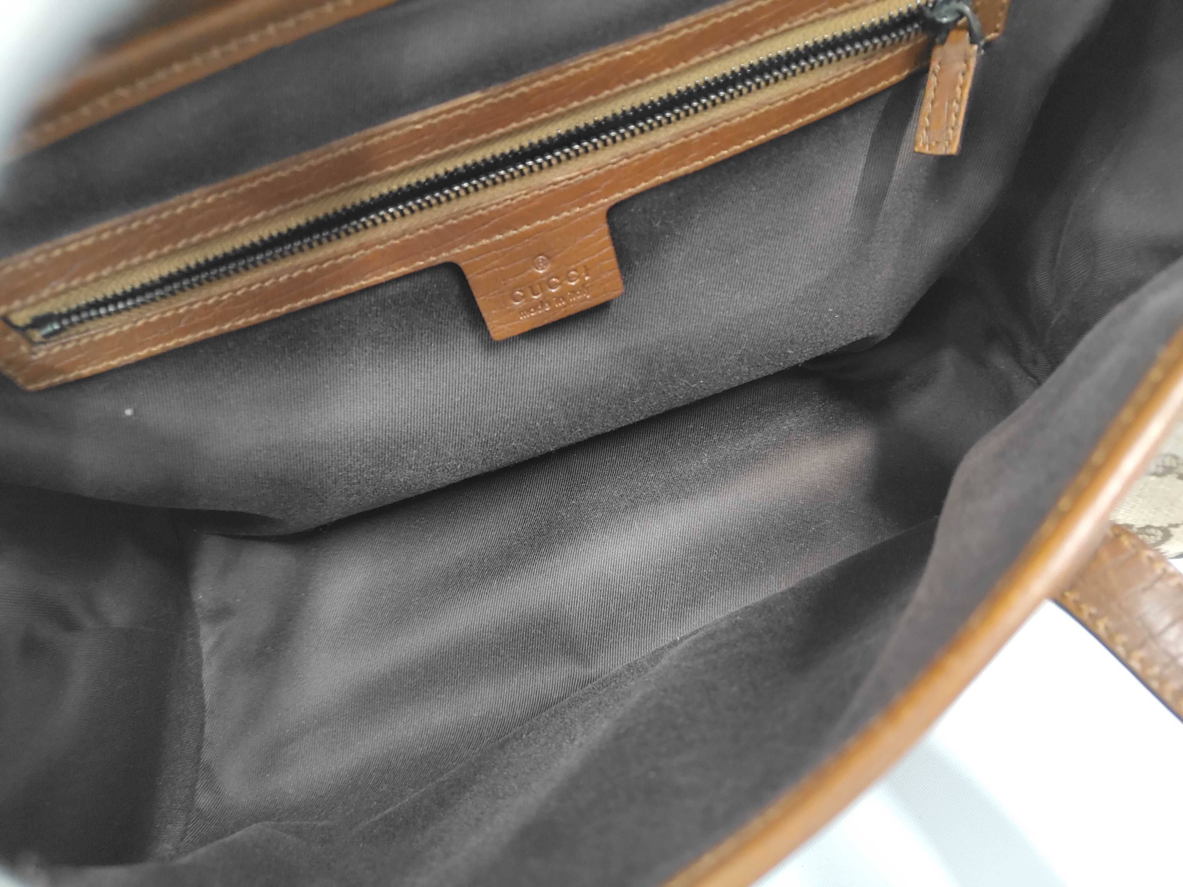 111713GG Canvas Bamboo Handbag, Brown, with Dust Bag, Shoulder Bag — view 9