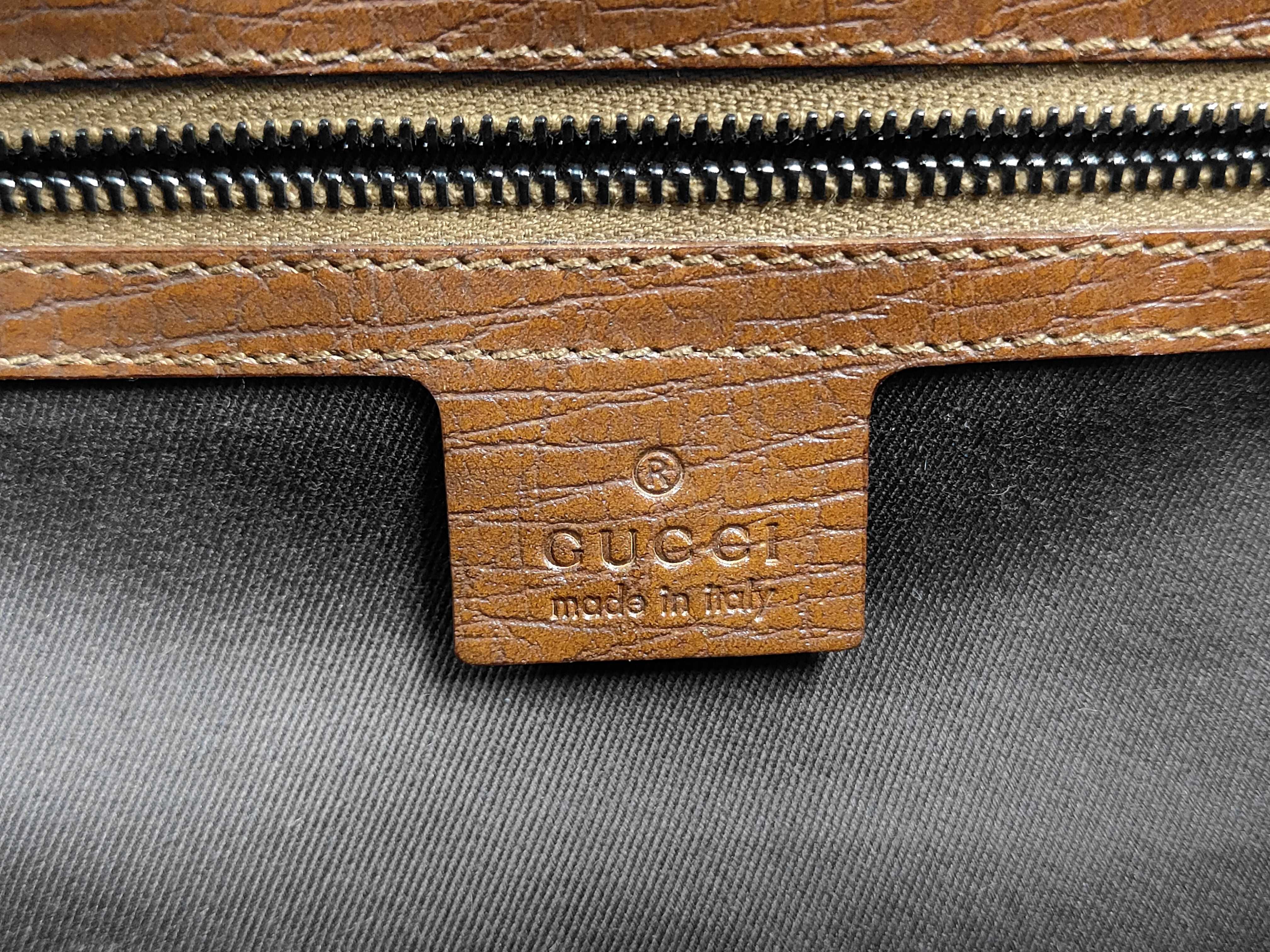 111713GG Canvas Bamboo Handbag, Brown, with Dust Bag, Shoulder Bag — view 10
