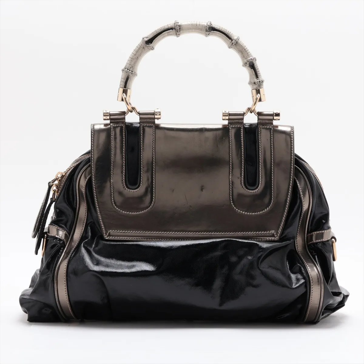Bamboo 189871 Coated Canvas x Leather Handbag, Black — view 2