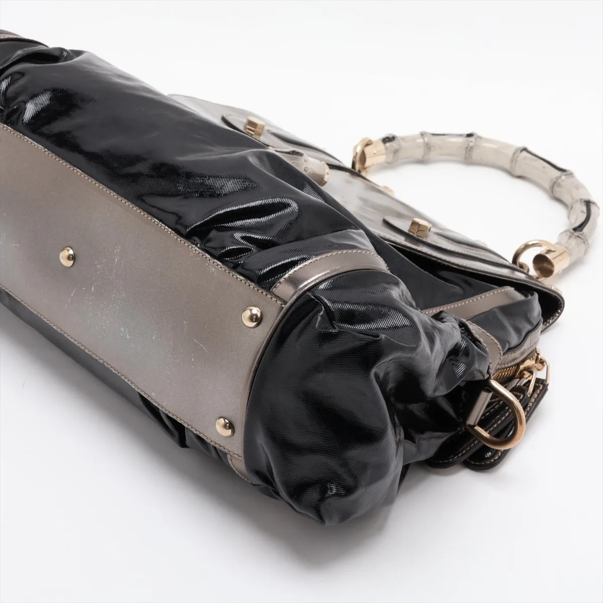Bamboo 189871 Coated Canvas x Leather Handbag, Black — view 3