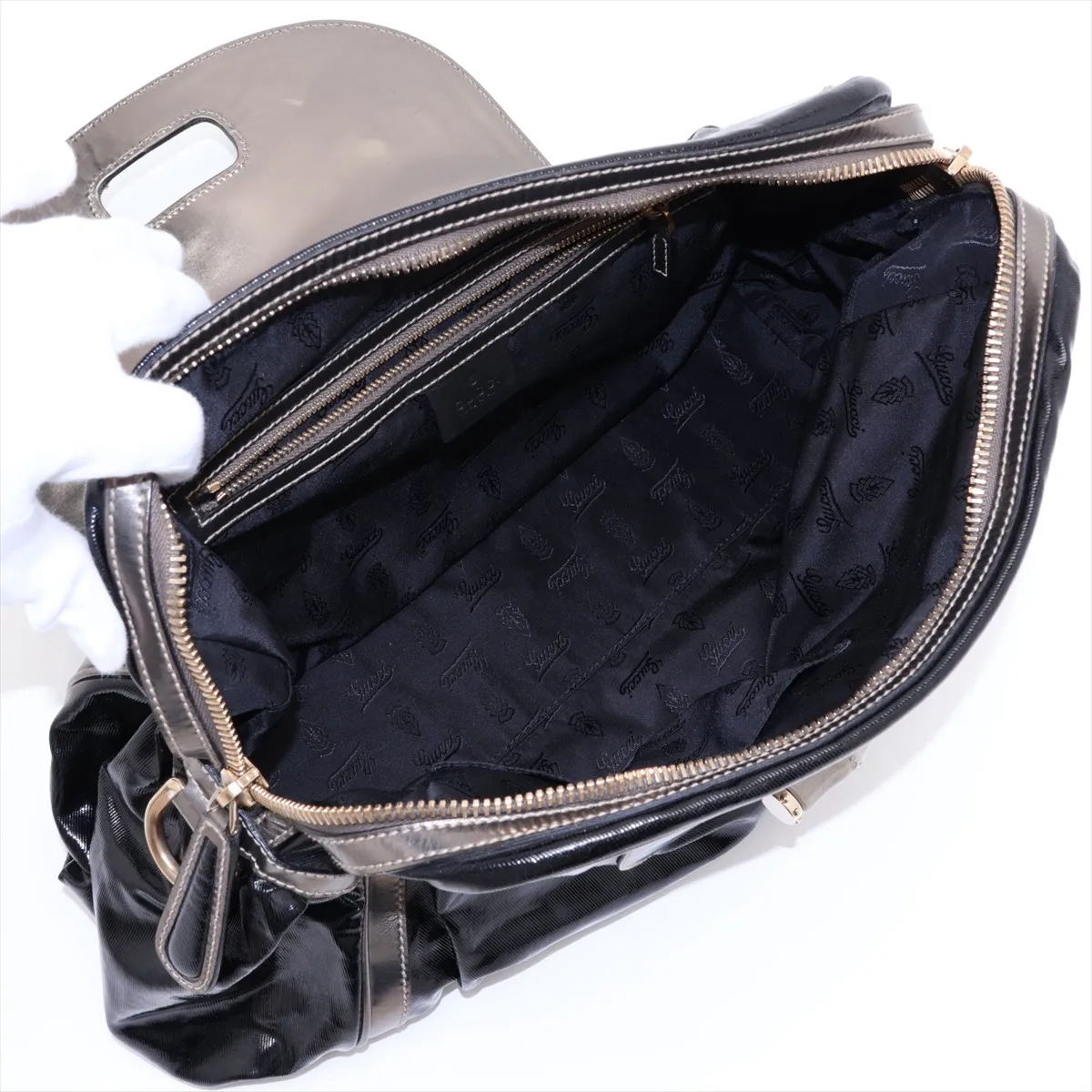 Bamboo 189871 Coated Canvas x Leather Handbag, Black — view 8