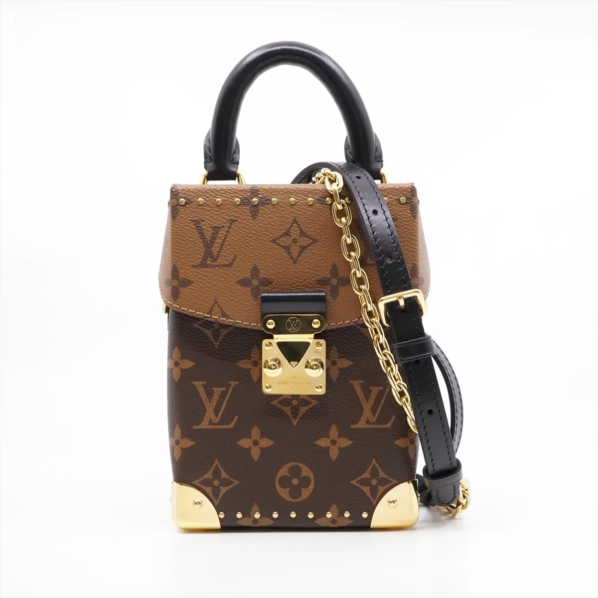Monogram Reverse Camera Box M82465 (RFID responsive, Brown) 2-Way Vanity Bag