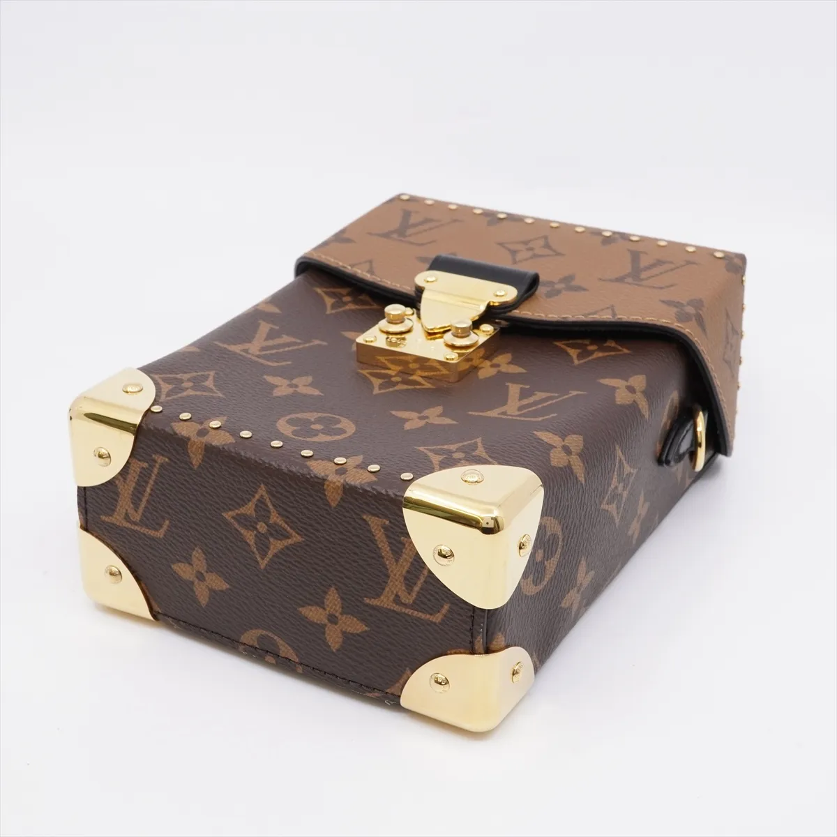 Monogram Reverse Camera Box M82465 (RFID responsive, Brown) 2-Way Vanity Bag — view 3