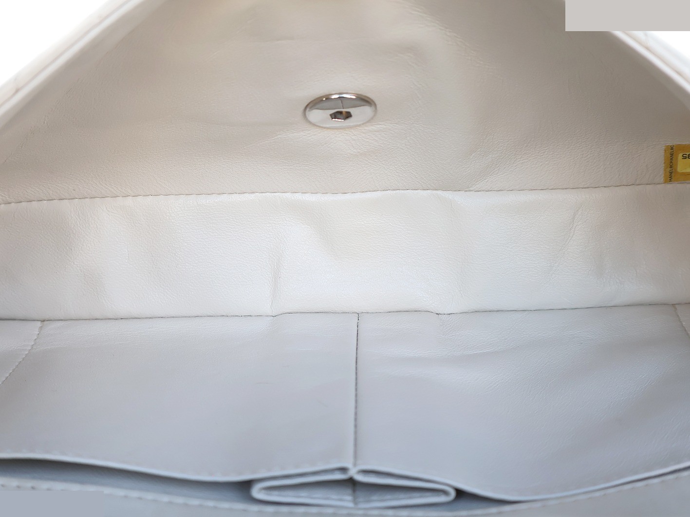 Matelassé Lambskin Double Chain Shoulder Bag, Off-White — view 12