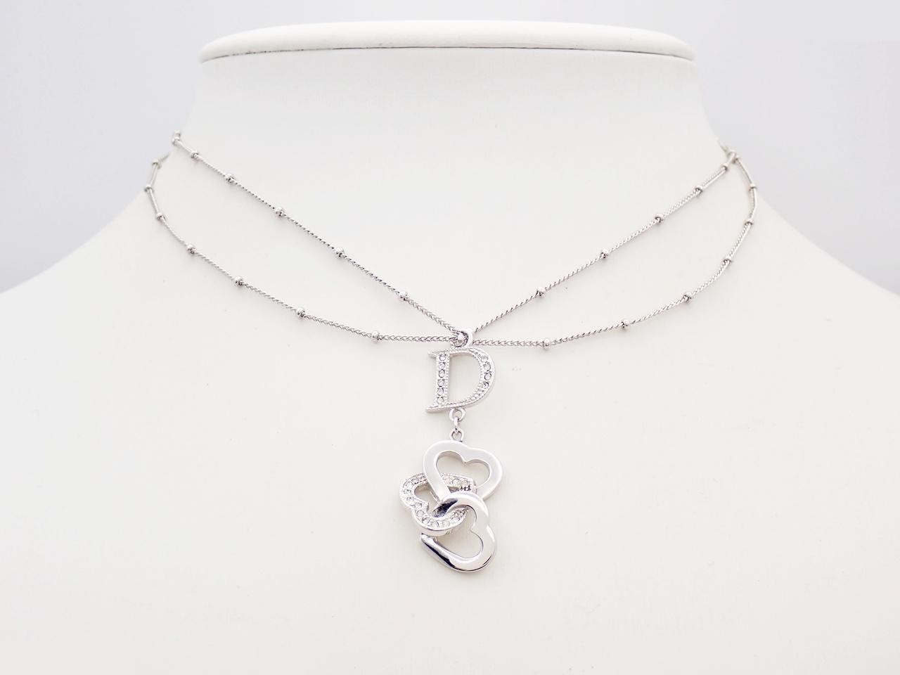Rhinestone heart necklace, chain approximately 44cm — view 3