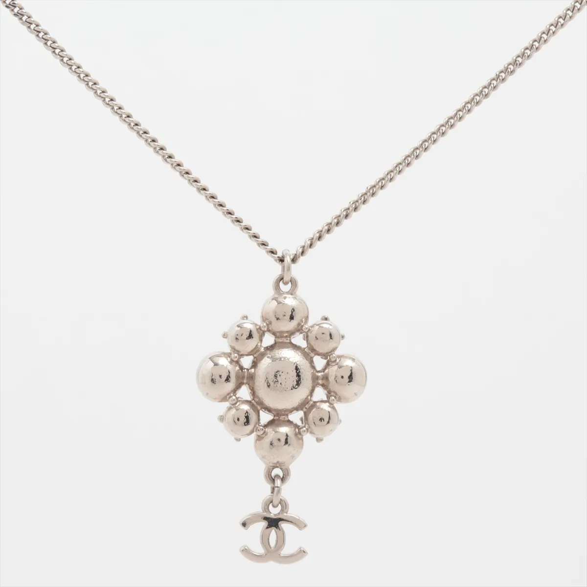 Coco Mark A11V Necklace, GP x Rhinestone, Silver. Shows signs of wear, tarnishing, — view 2