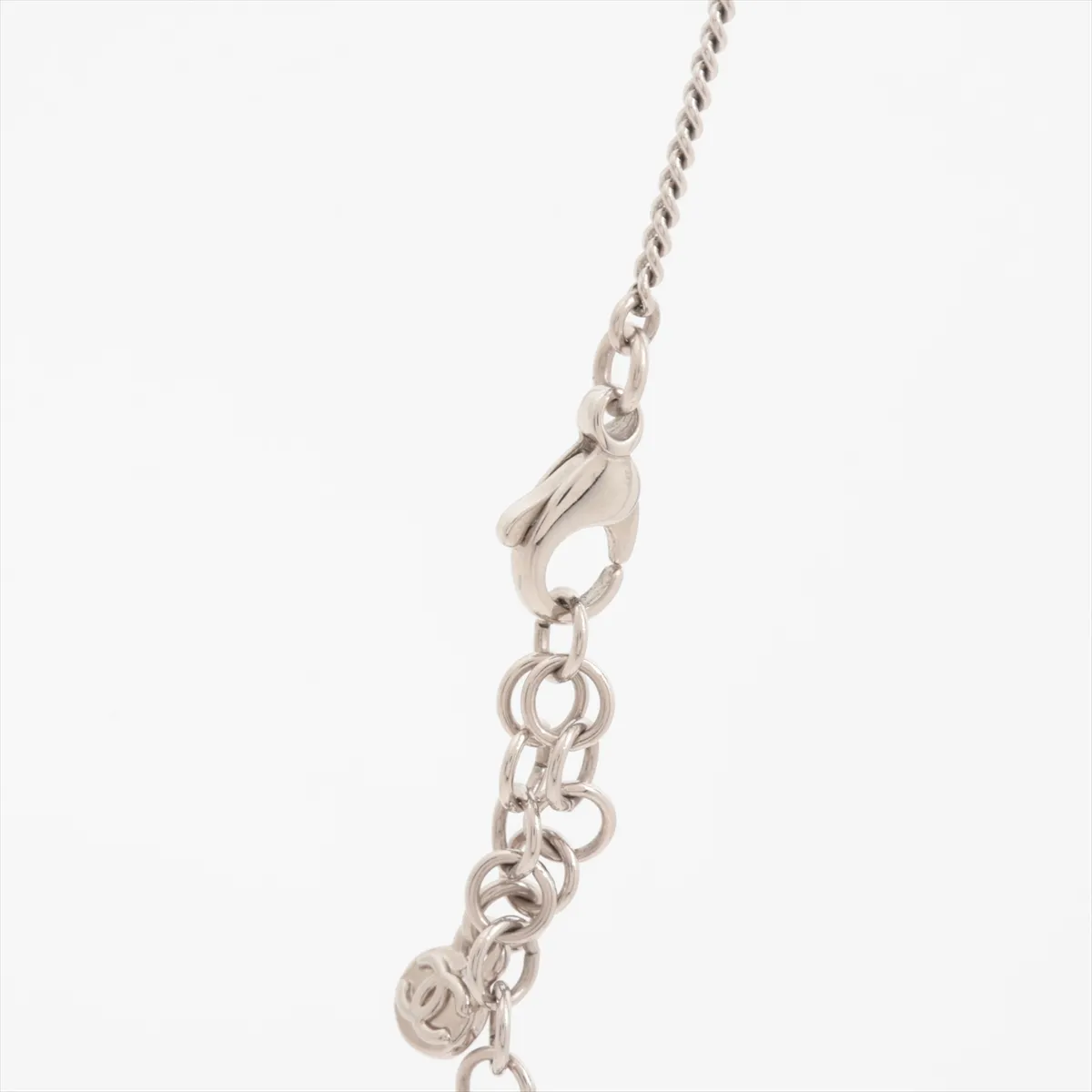 Coco Mark A11V Necklace, GP x Rhinestone, Silver. Shows signs of wear, tarnishing, — view 3