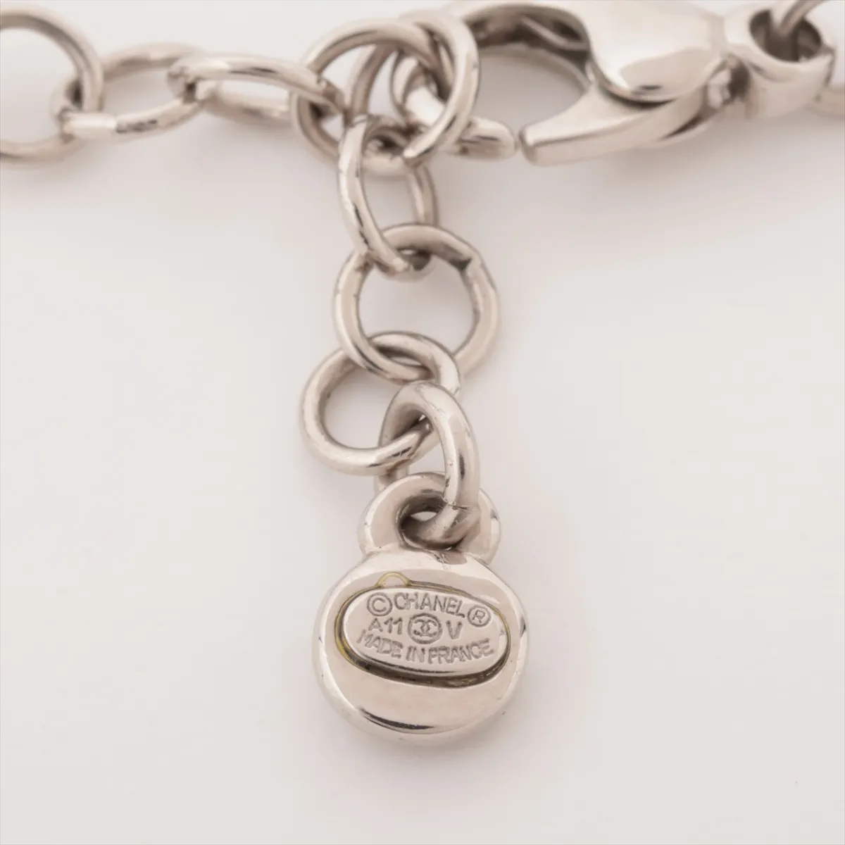 Coco Mark A11V Necklace, GP x Rhinestone, Silver. Shows signs of wear, tarnishing, — view 4