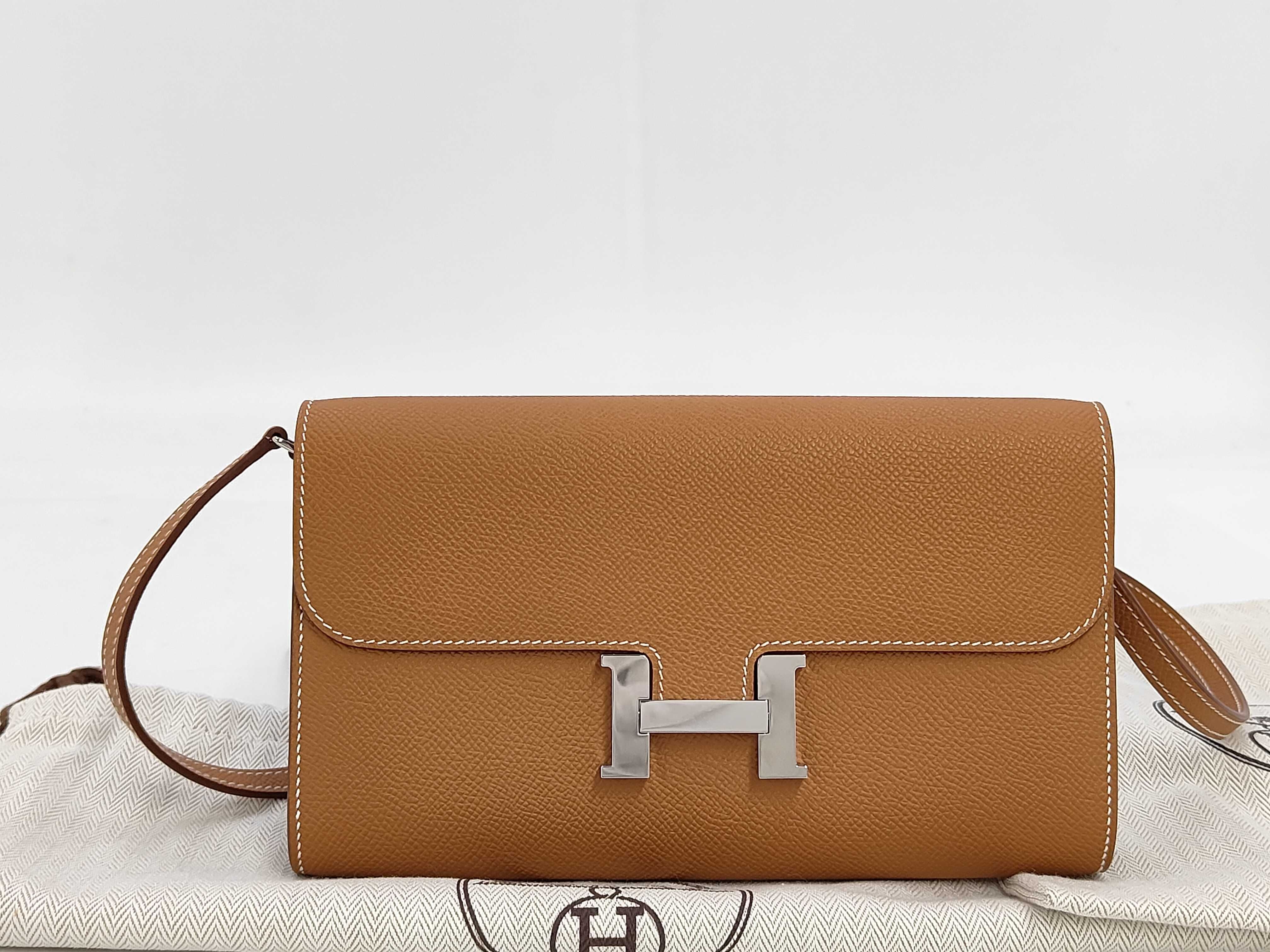 Costance Long To Go Epsom Gold Shoulder Bag with W Stamp and GP Hardware