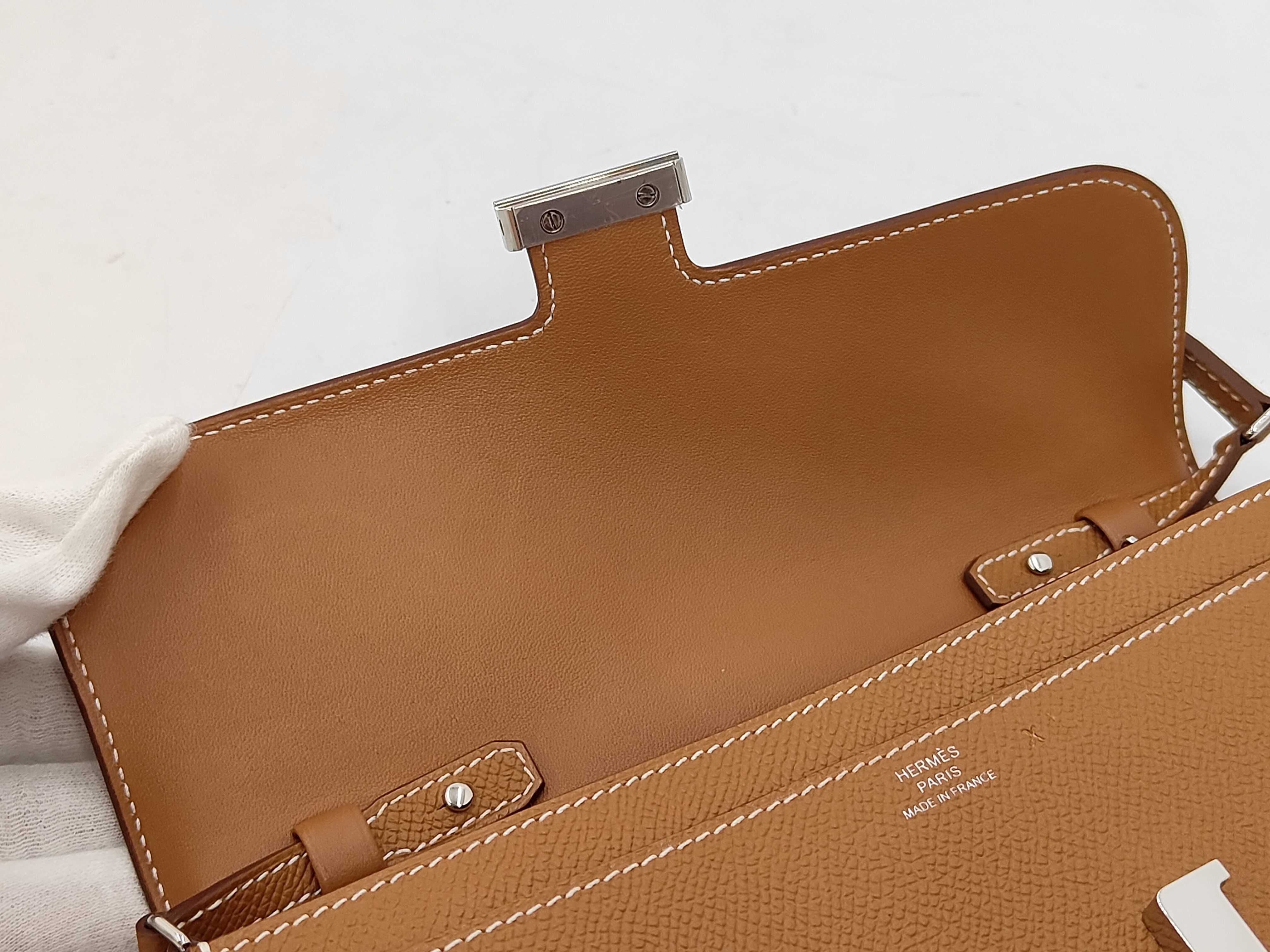 Costance Long To Go Epsom Gold Shoulder Bag with W Stamp and GP Hardware — view 11