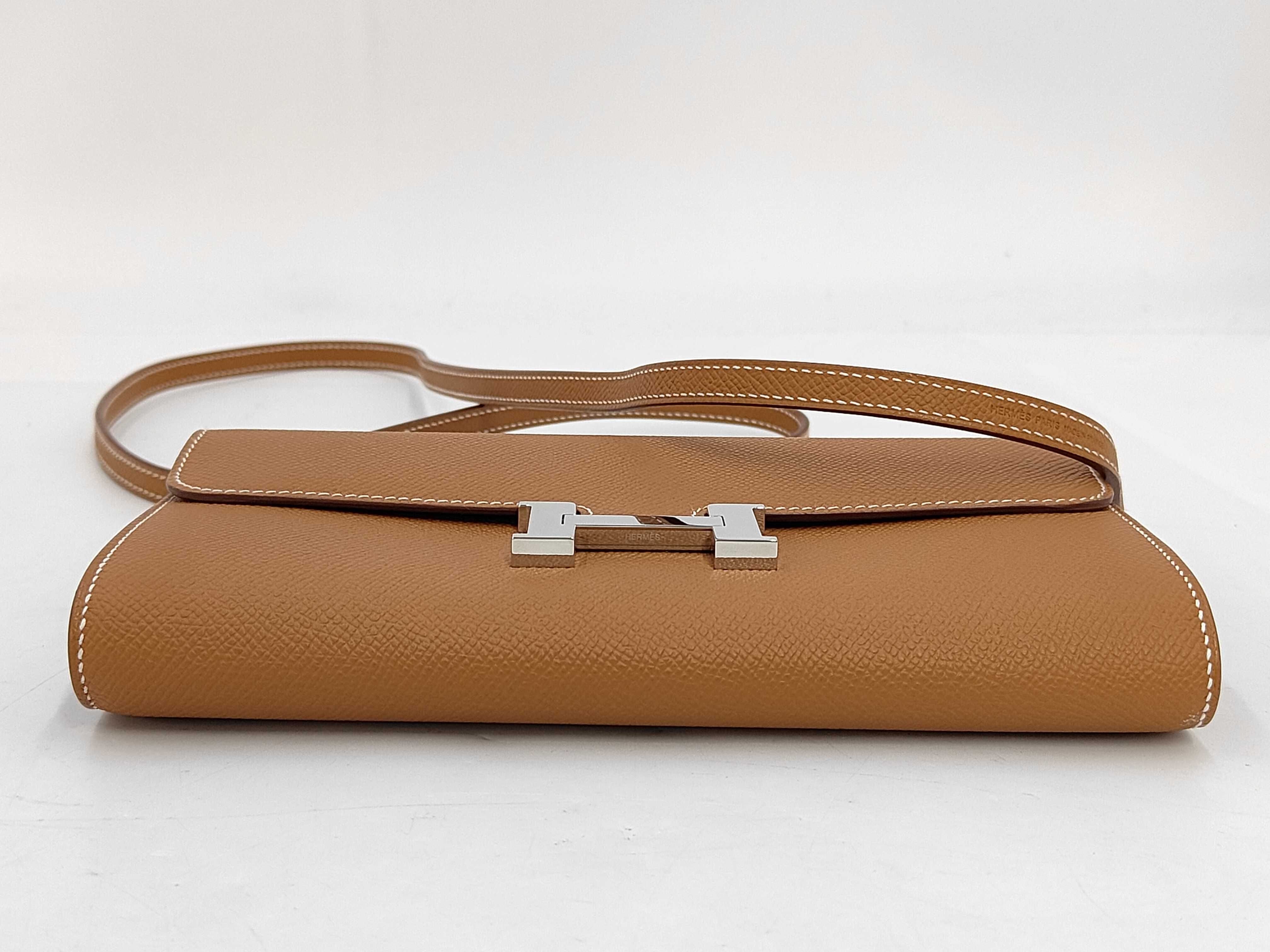 Costance Long To Go Epsom Gold Shoulder Bag with W Stamp and GP Hardware — view 4