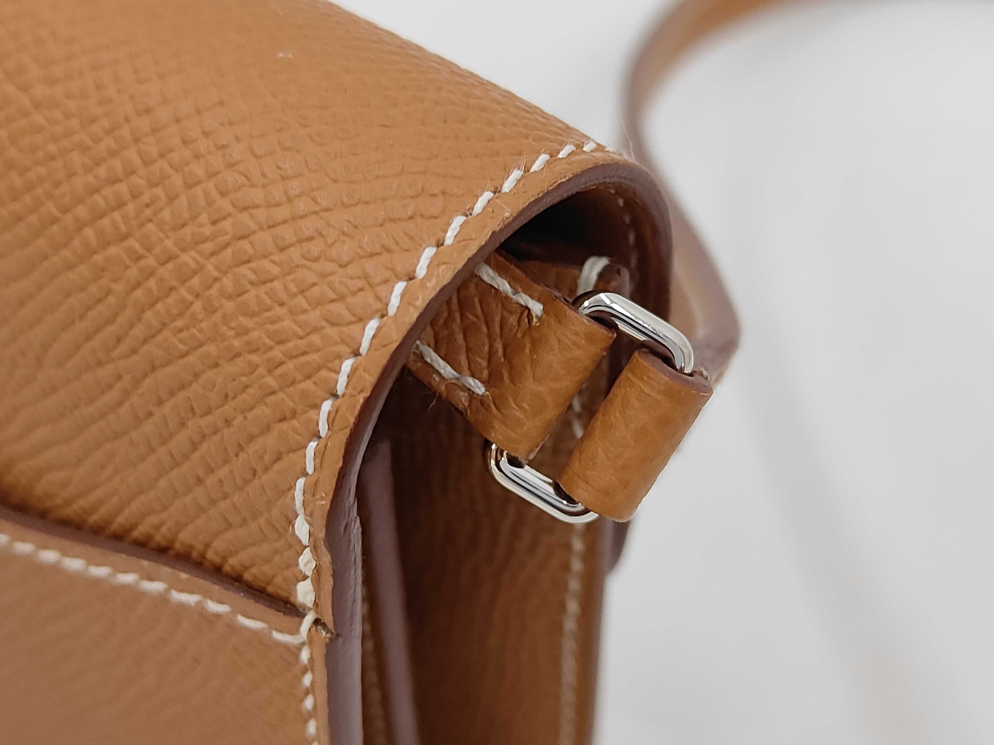 Costance Long To Go Epsom Gold Shoulder Bag with W Stamp and GP Hardware — view 7