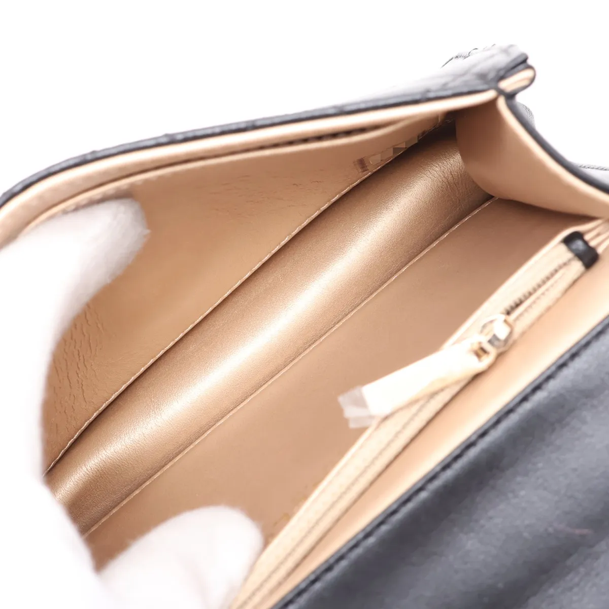 Matelassé Leather Chain Shoulder Bag, Pearl Black with Gold Hardware, 29837727 (Serial Number in the 29 range) — view 6