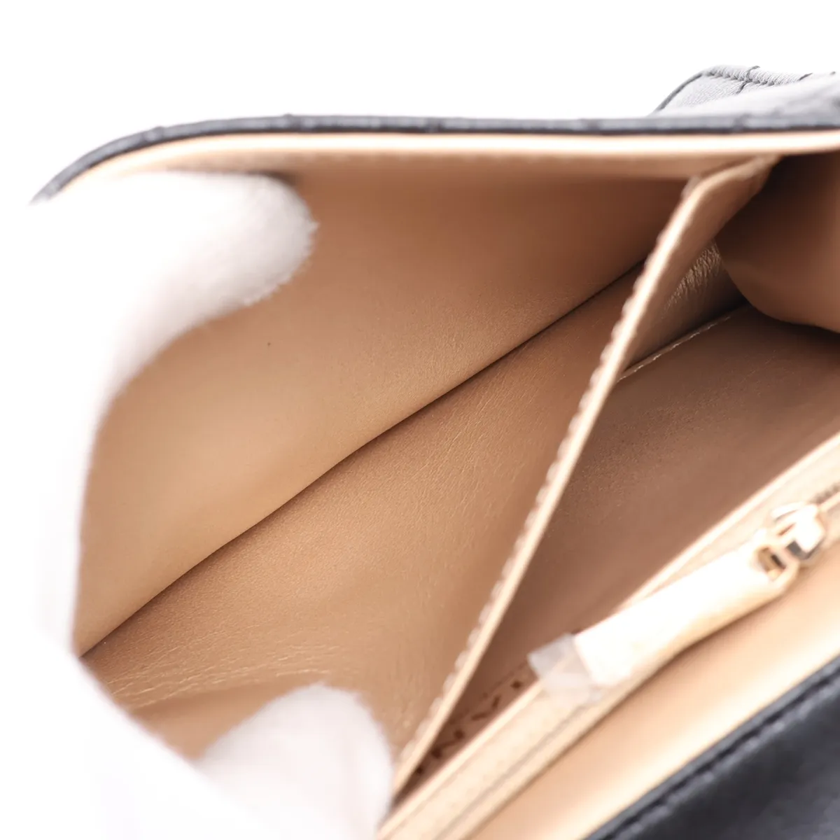 Matelassé Leather Chain Shoulder Bag, Pearl Black with Gold Hardware, 29837727 (Serial Number in the 29 range) — view 7