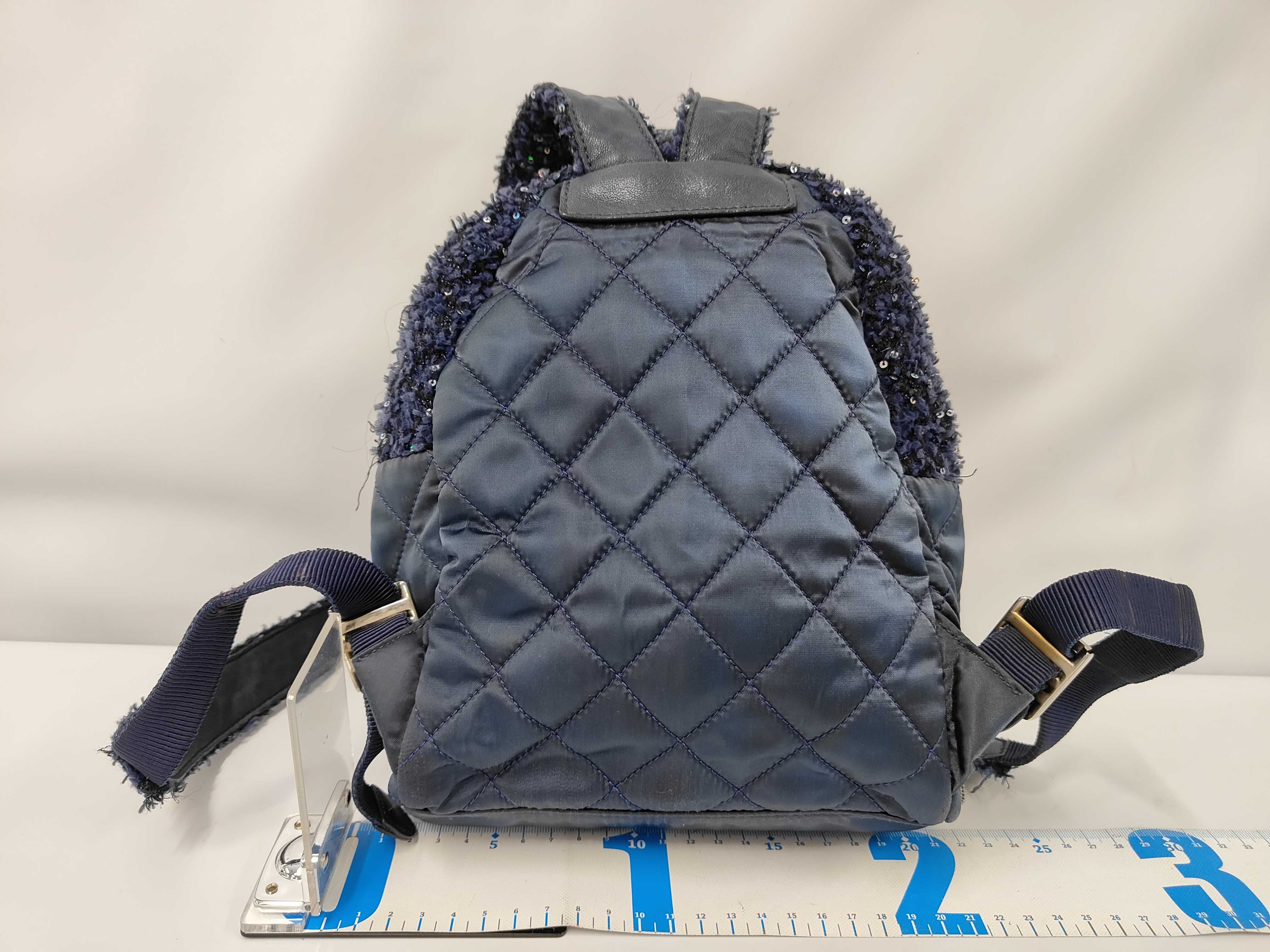 Nylon/Tweed Sequin Coco Mark Backpack — view 2