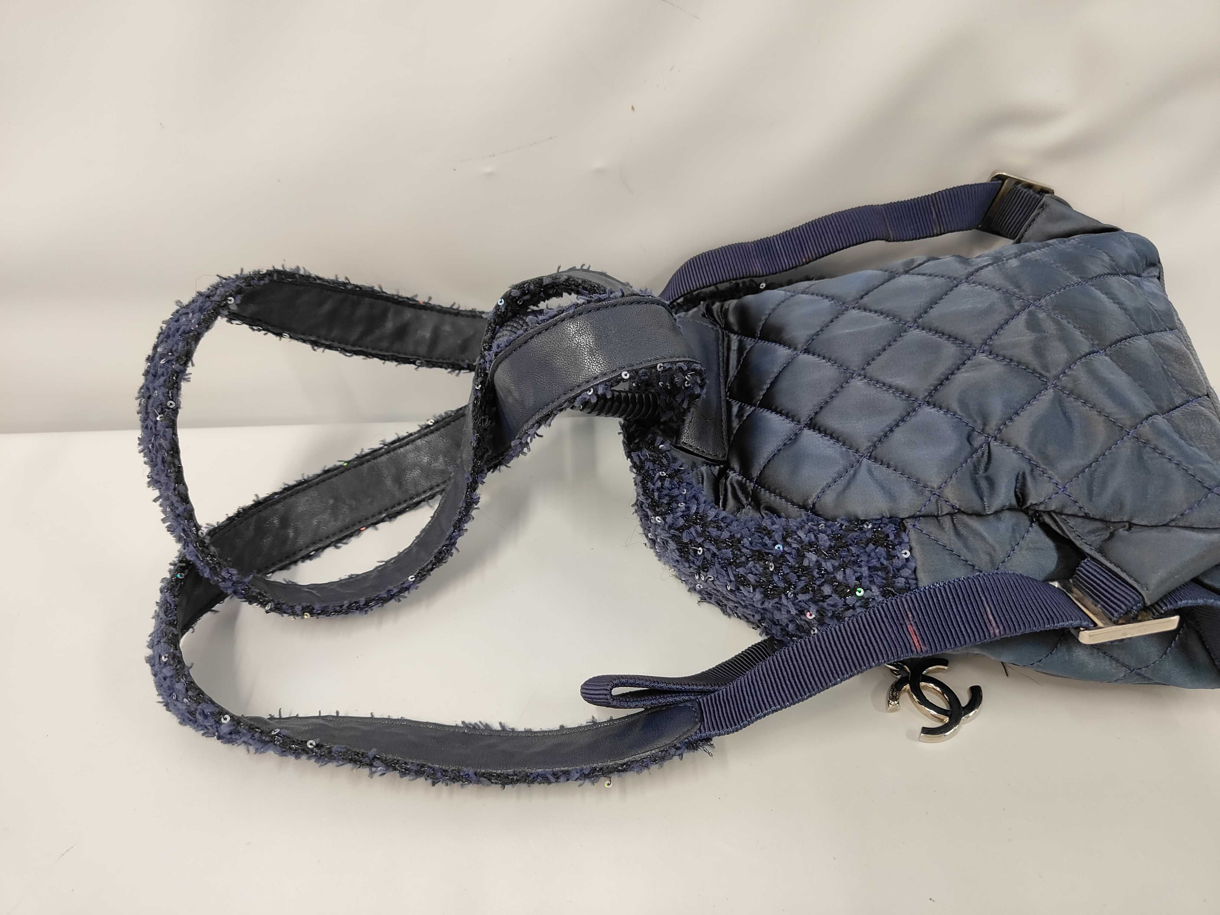 Nylon/Tweed Sequin Coco Mark Backpack — view 5