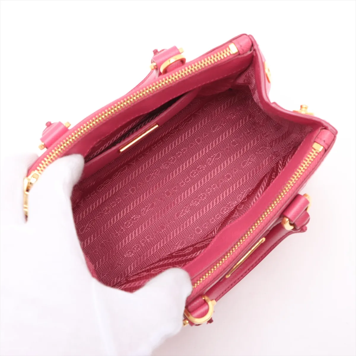 Saffiano Mini Galleria Leather 2WAY Handbag Pink — view 8