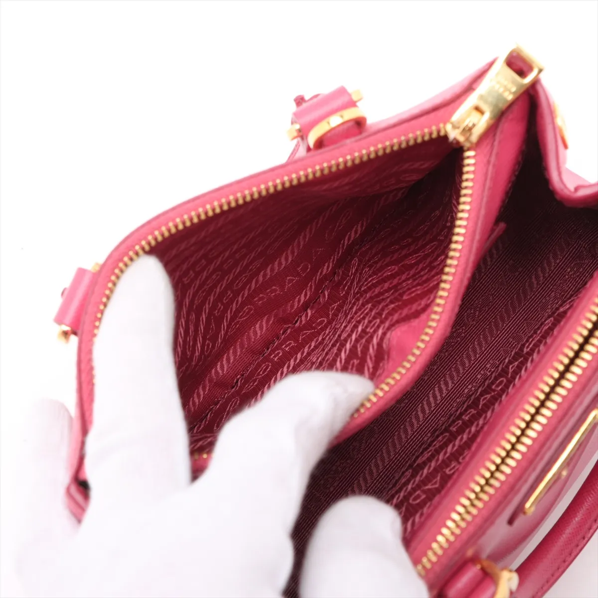 Saffiano Mini Galleria Leather 2WAY Handbag Pink — view 10