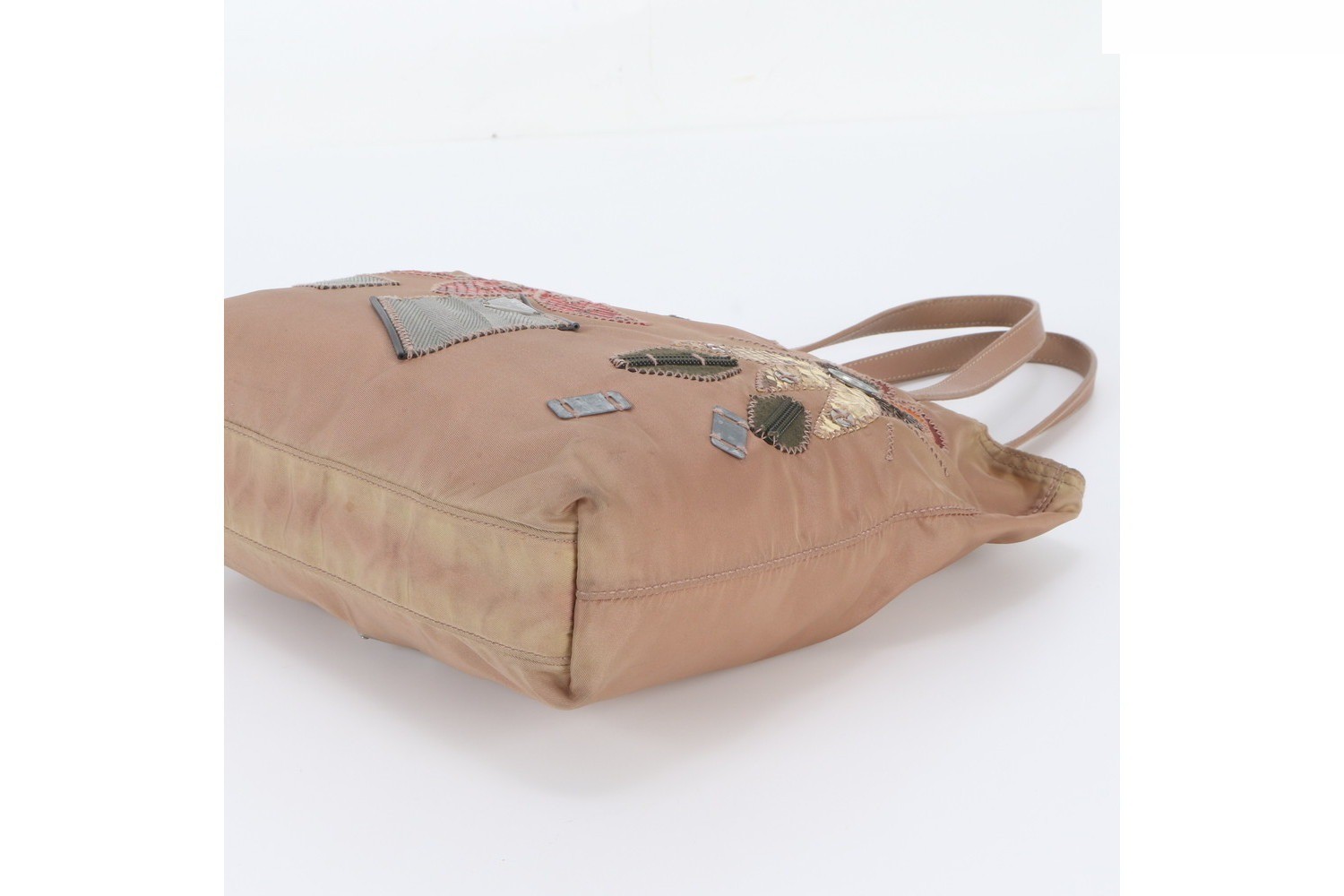 Tessuto Nylon Saffiano Python Leather Embroidered Tote Bag — view 4
