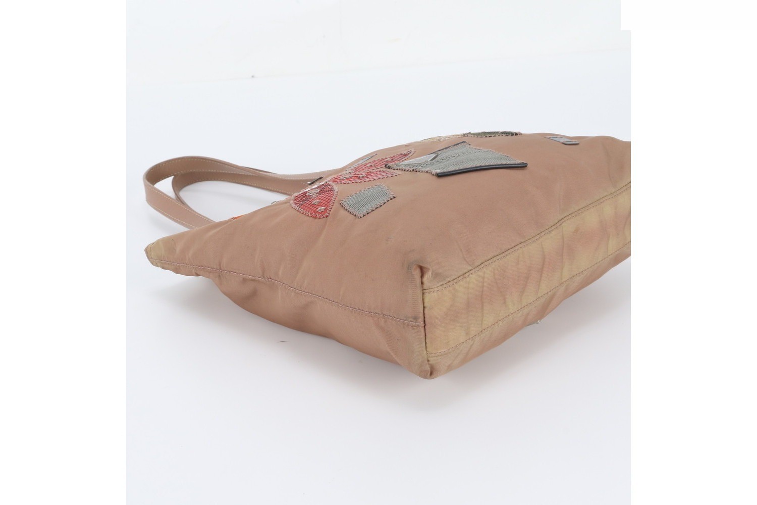 Tessuto Nylon Saffiano Python Leather Embroidered Tote Bag — view 5