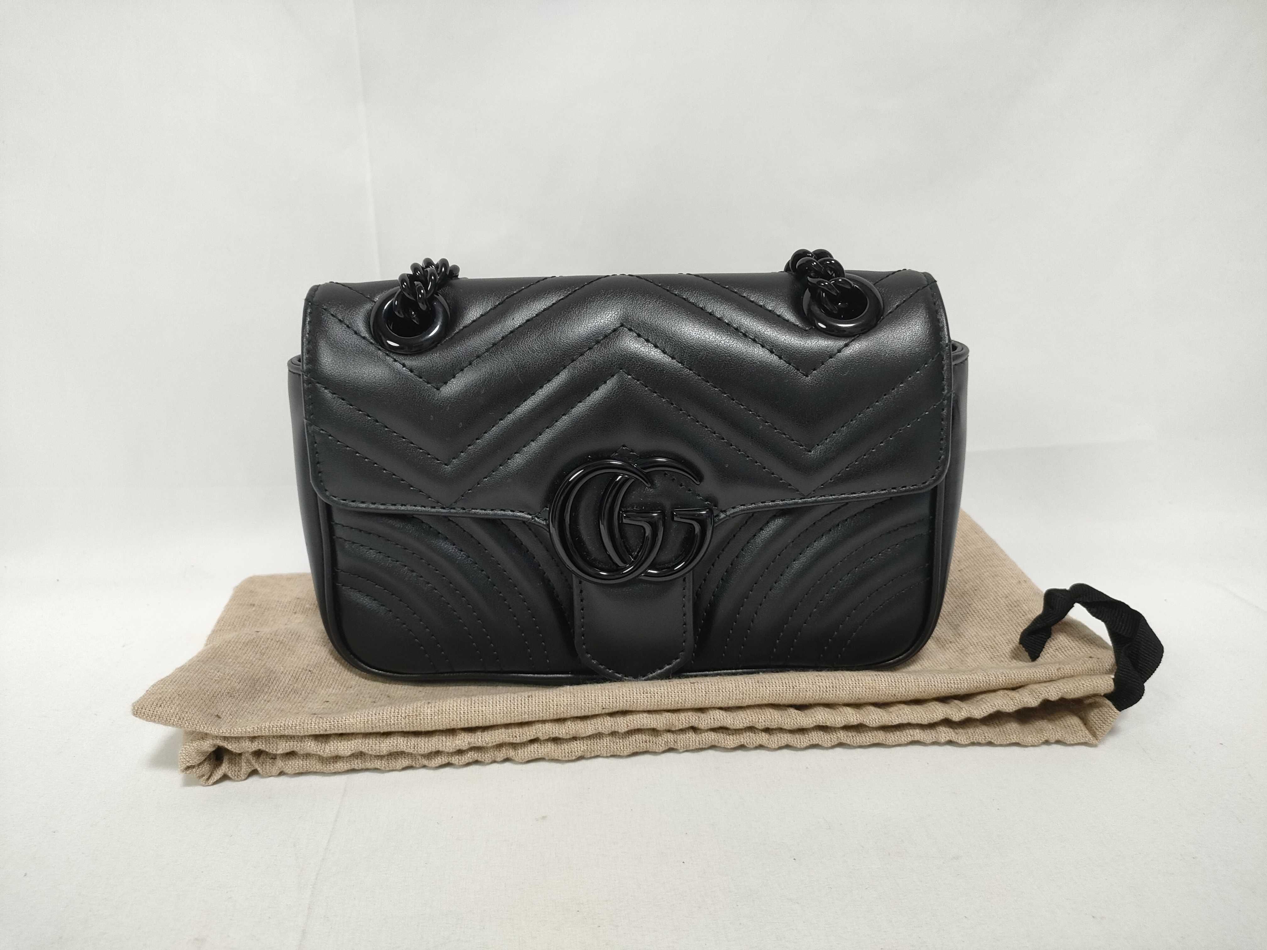 GG Marmont Chain Shoulder Bag, Black with Black Hardware