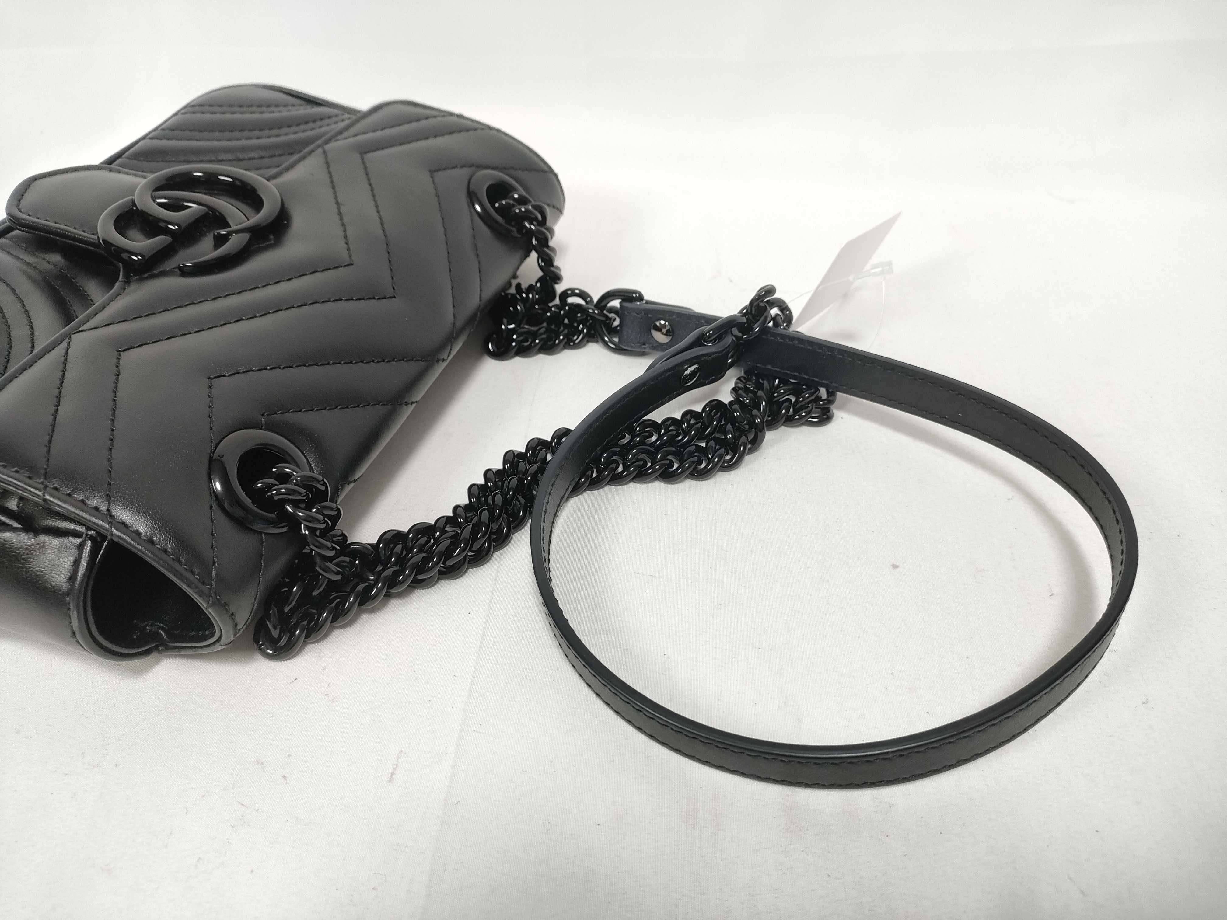GG Marmont Chain Shoulder Bag, Black with Black Hardware — view 7