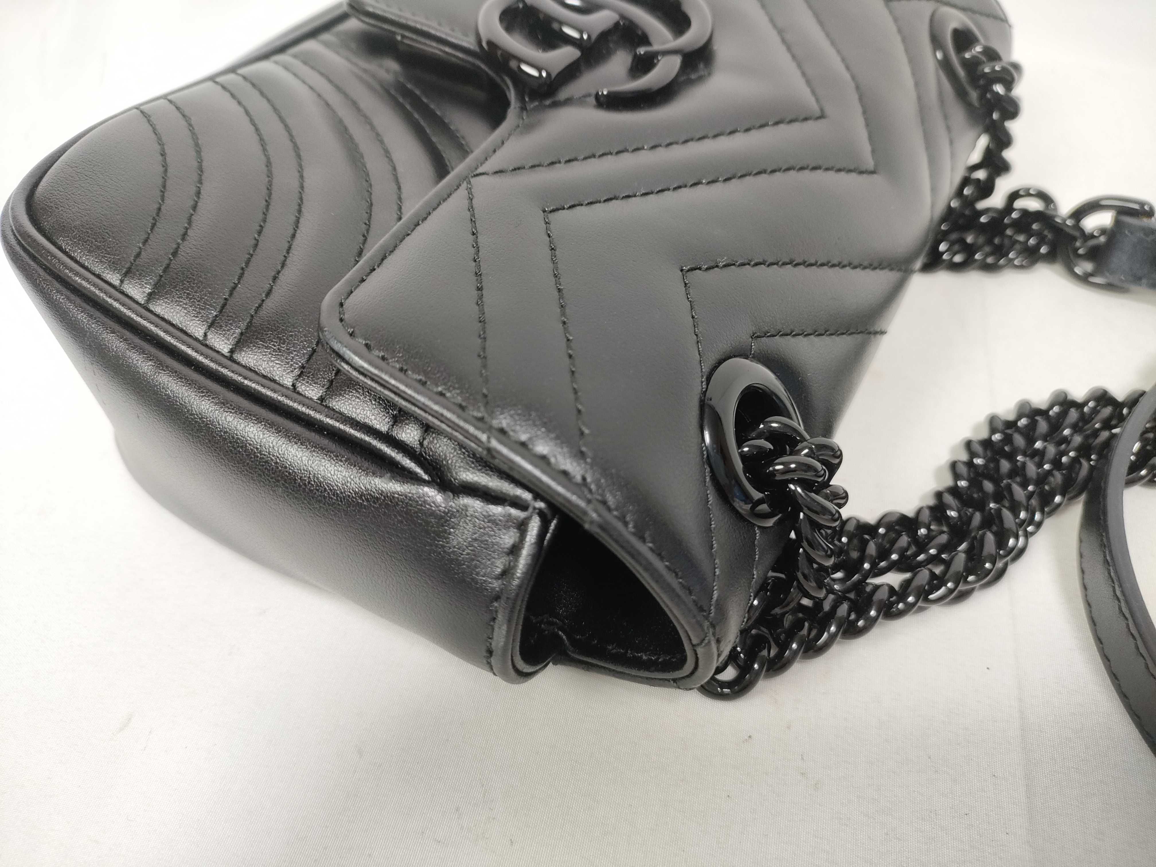 GG Marmont Chain Shoulder Bag, Black with Black Hardware — view 8
