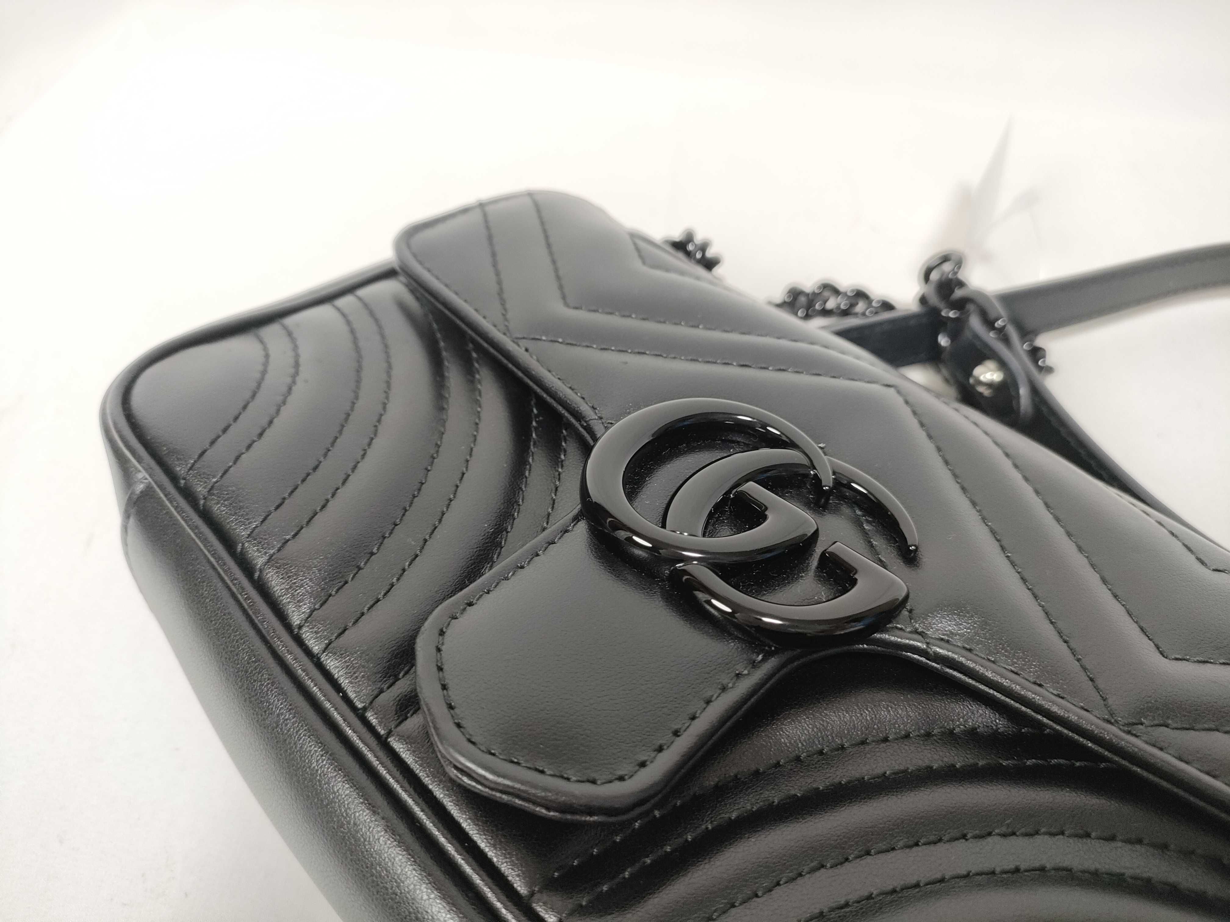 GG Marmont Chain Shoulder Bag, Black with Black Hardware — view 9