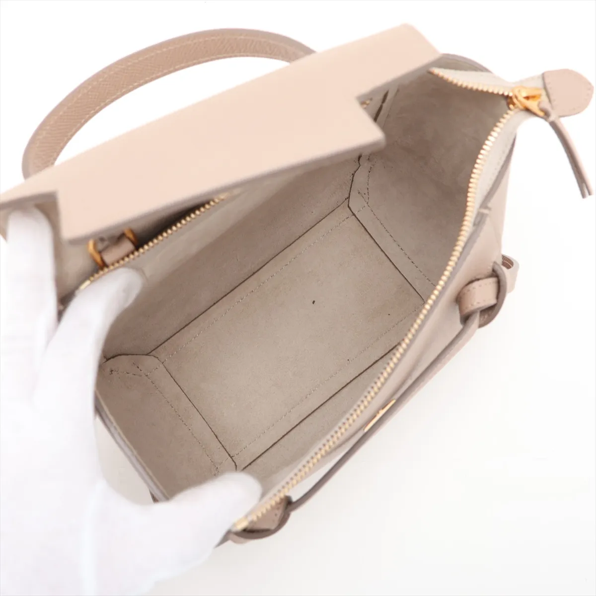 Belt Bag Nano Leather 2-Way Handbag Beige — view 8