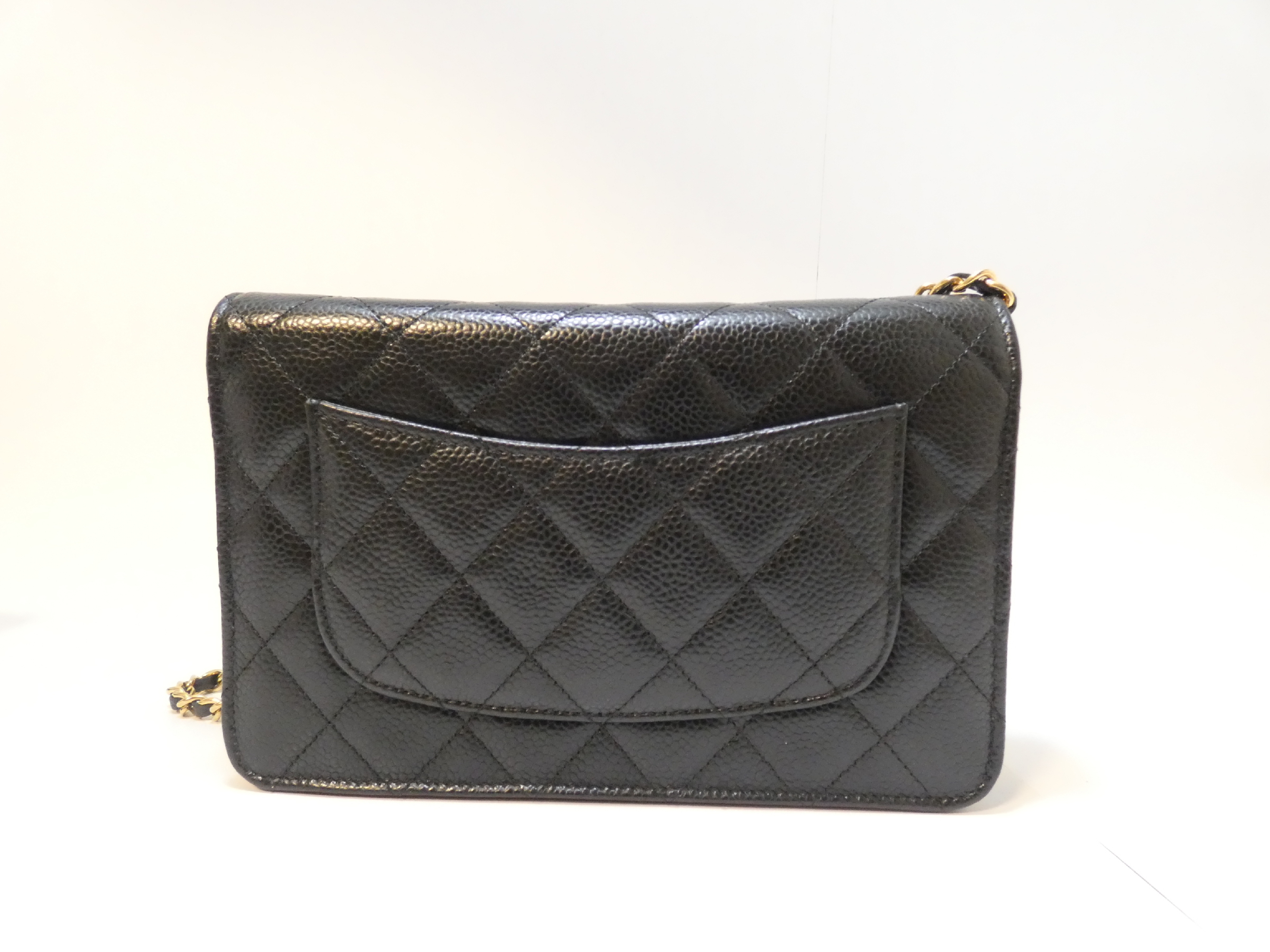 Coco Caviar Skin Black Chain Wallet Shoulder Bag — view 2