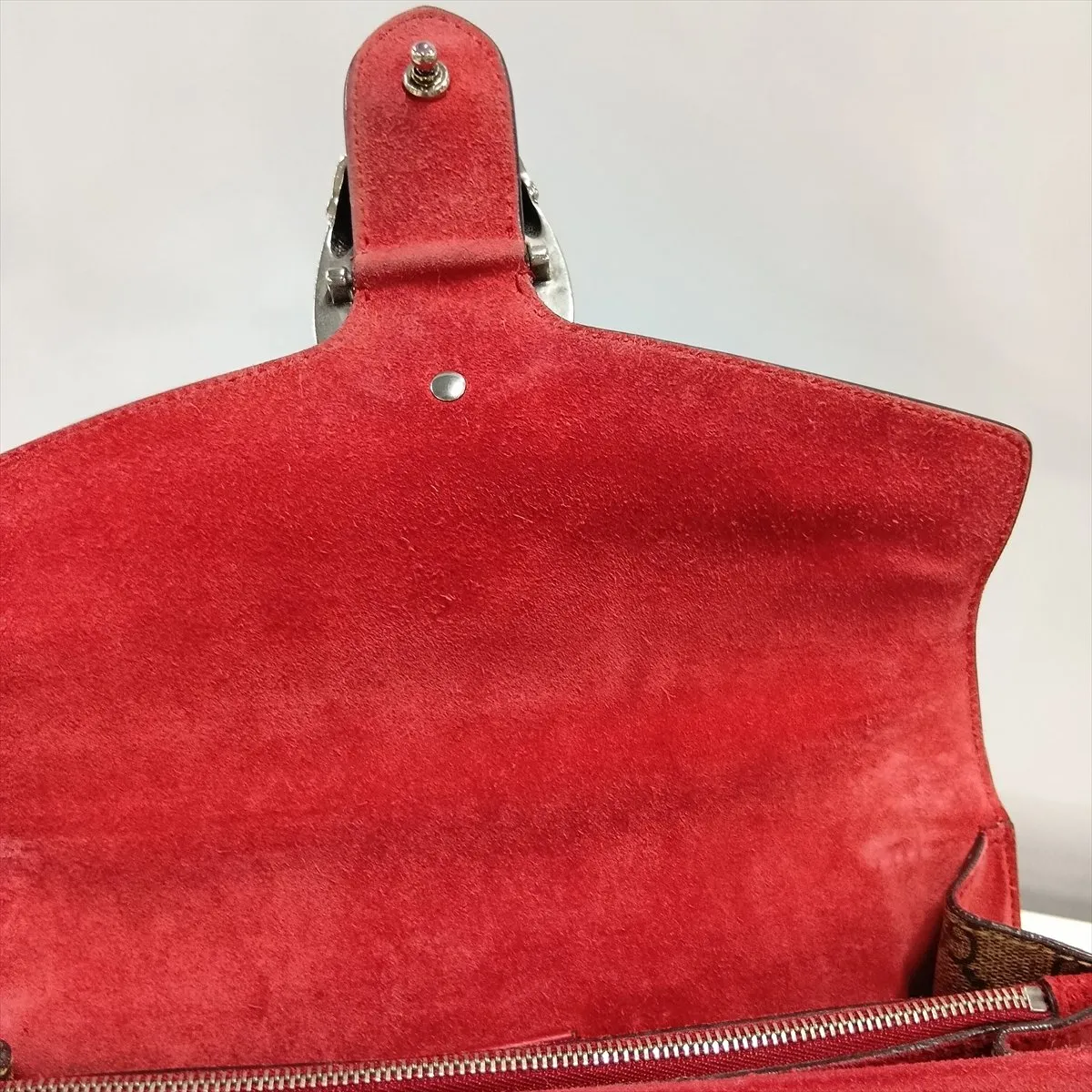 GG Supreme Dionysus PVC x Suede Chain Shoulder Bag, Beige x Red, 400249 — view 14
