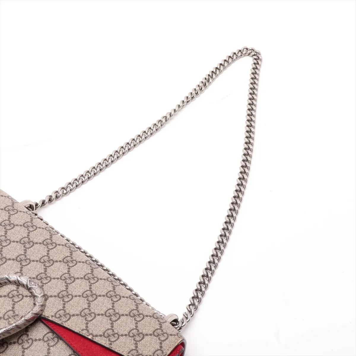 GG Supreme Dionysus PVC x Suede Chain Shoulder Bag, Beige x Red, 400249 — view 5