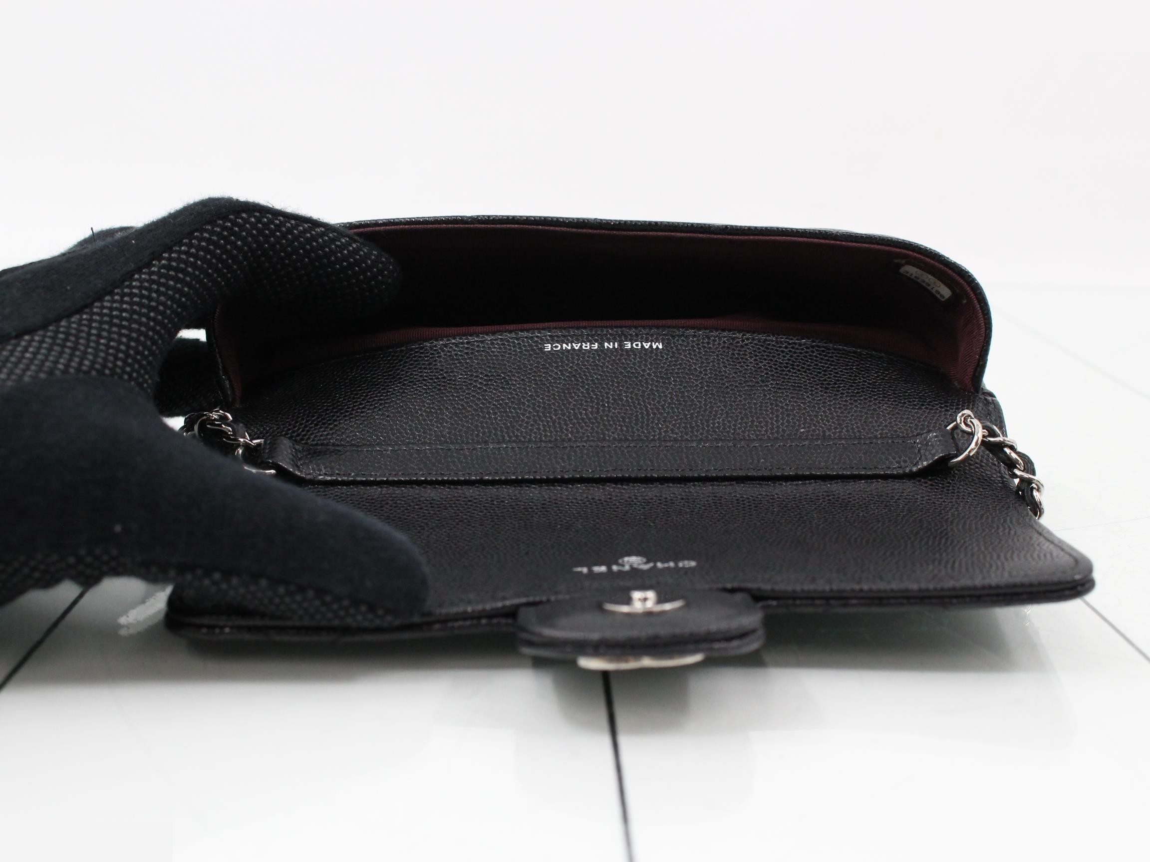 Matelassé Small Chain Bag, Grained Leather, Black, Silver Hardware, Serial Number 36 — view 4