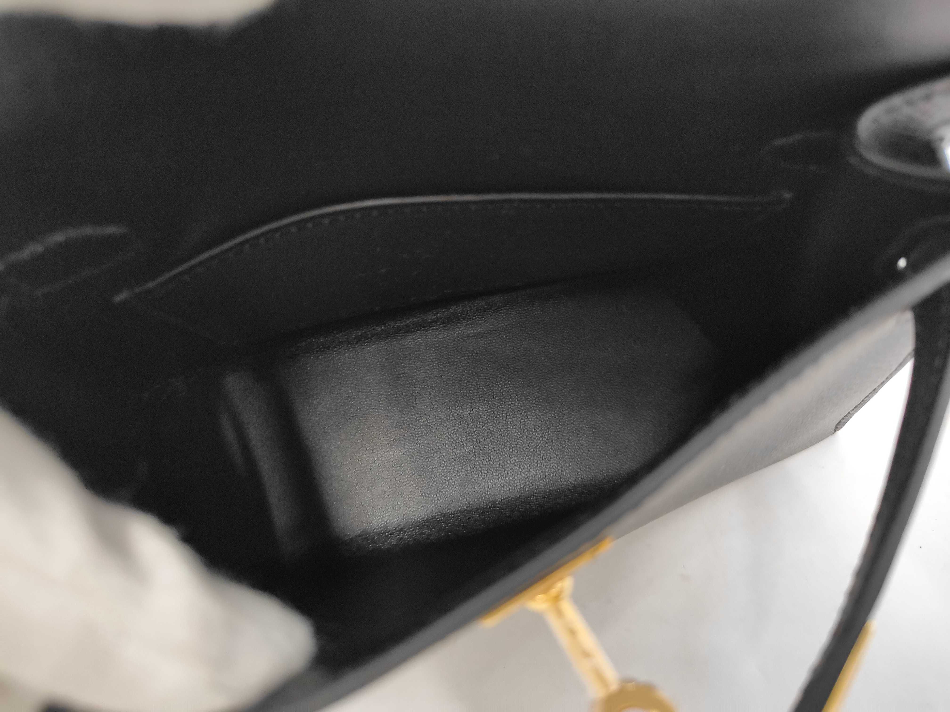 Mini Kelly Deux Black Epsom Leather Handbag with Gold Hardware (W Stamp) — view 9