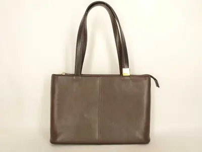 handbag, Burberry all-leather, grained leather, gold hardware handbag
