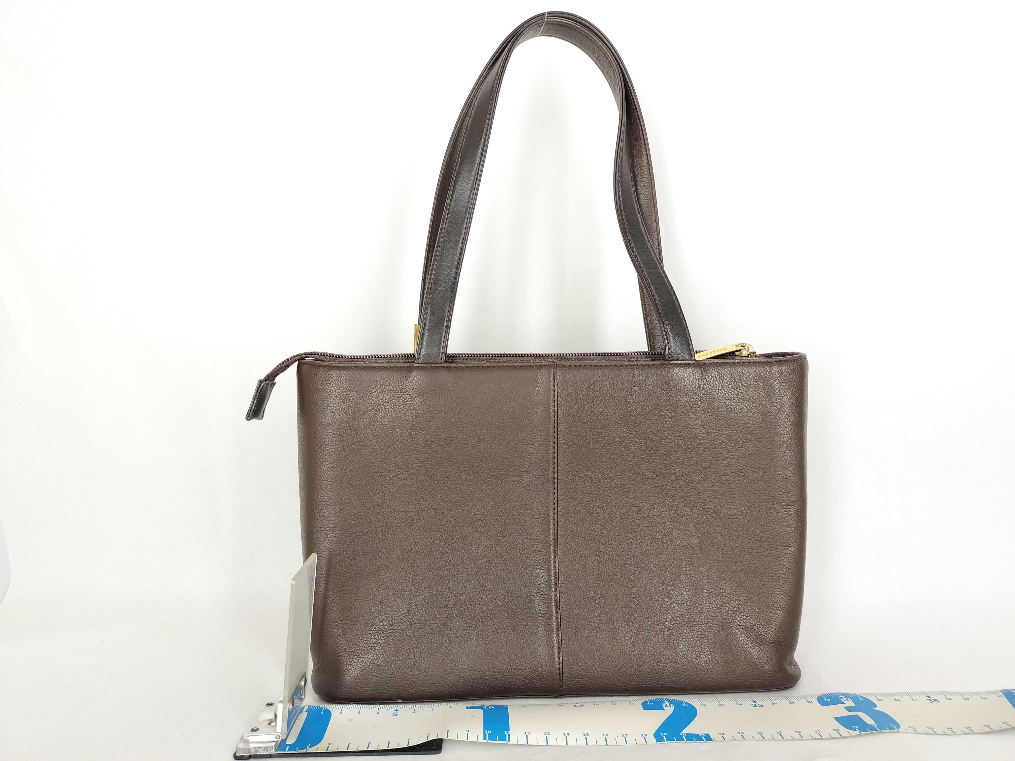 handbag, Burberry all-leather, grained leather, gold hardware handbag — view 2