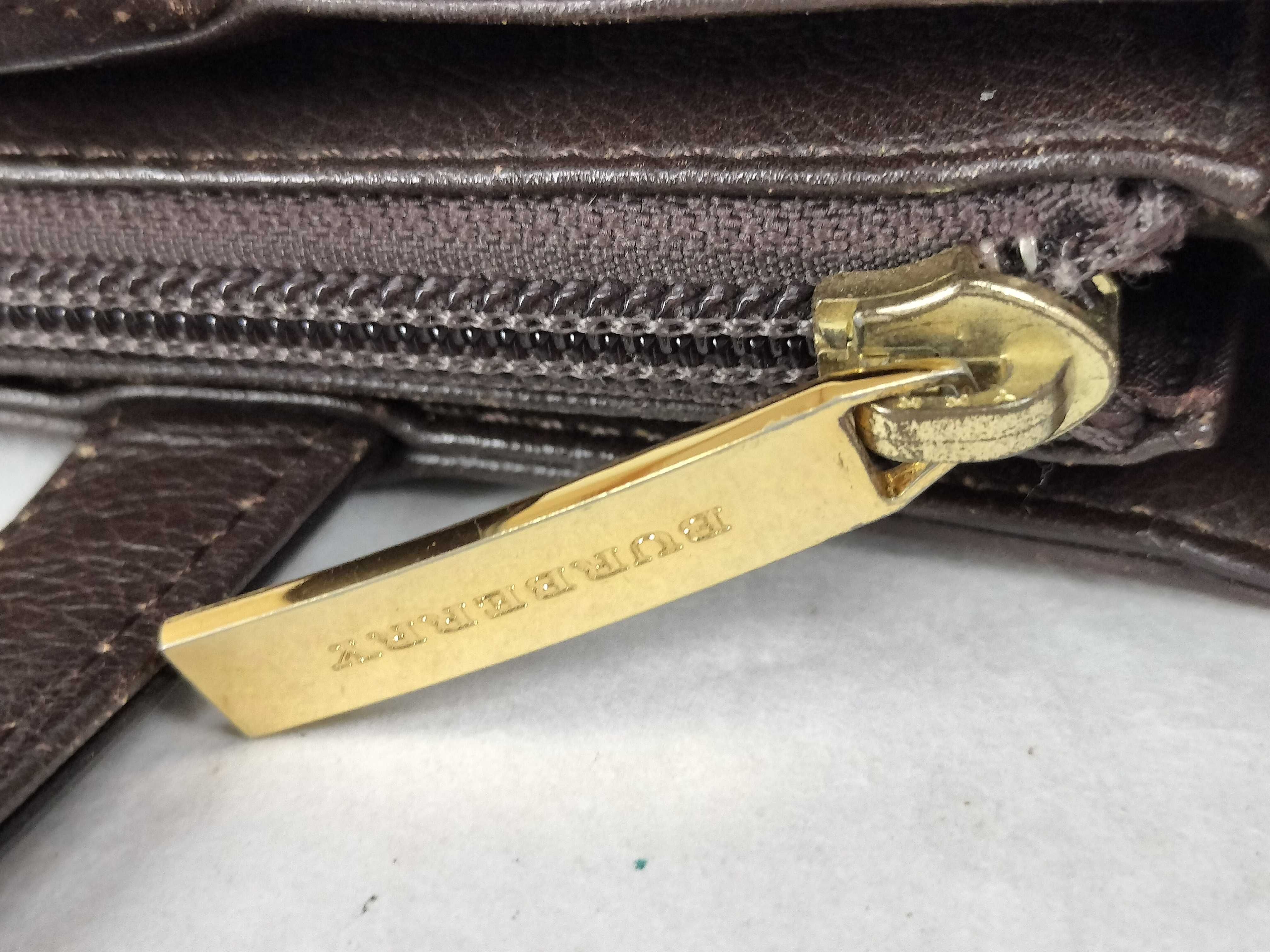handbag, Burberry all-leather, grained leather, gold hardware handbag — view 15