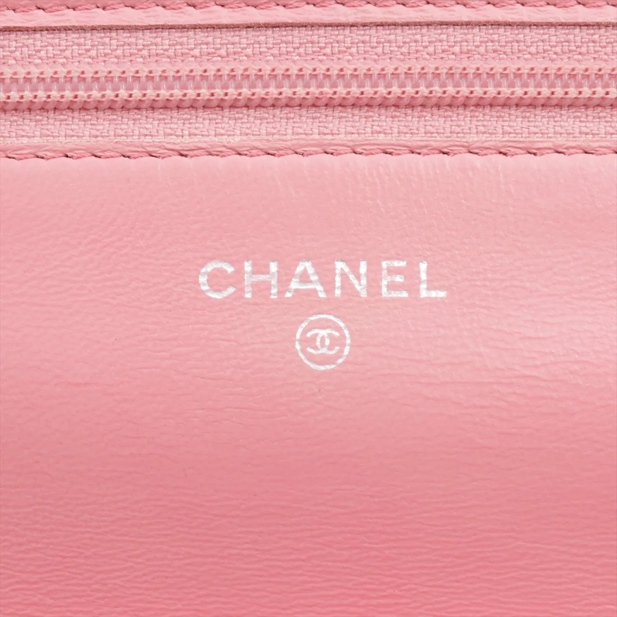 Camellia Lambskin Chain Wallet Pink Silver Hardware 16735050 — view 9