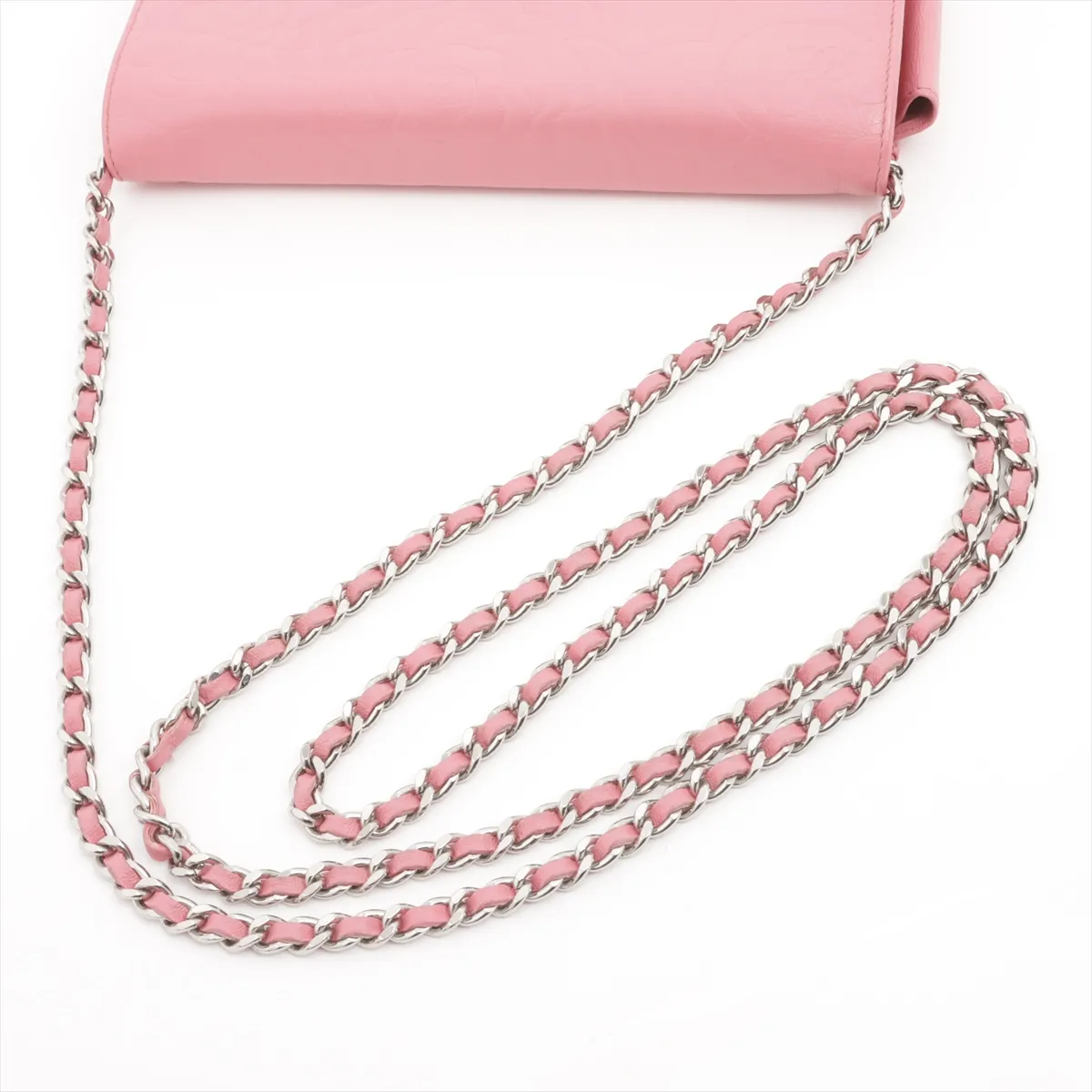 Camellia Lambskin Chain Wallet Pink Silver Hardware 16735050 — view 10