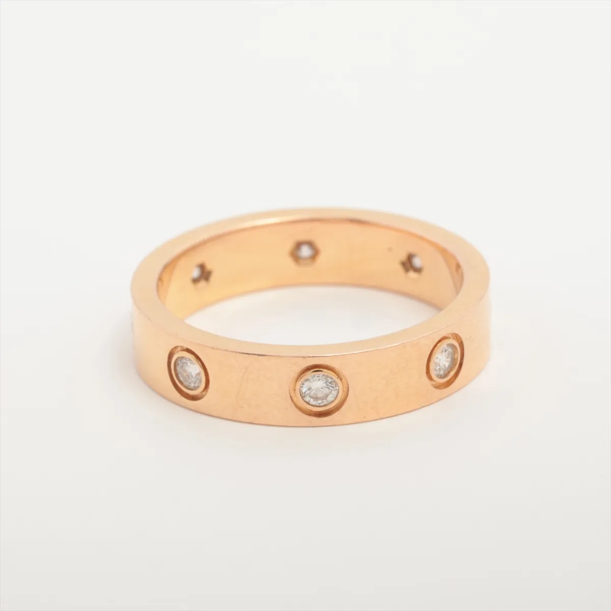 Mini Love Full Diamond Ring, 750 (PG), 4.0g, Size 48, NC6978. Metal wear, hallmark — view 2