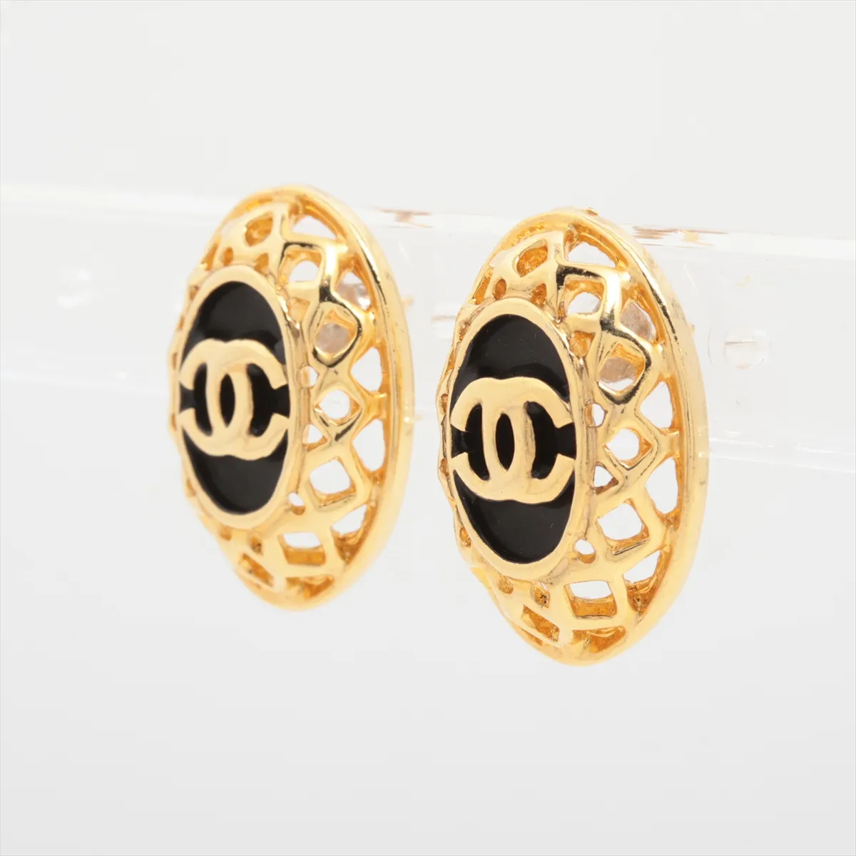 Coco Mark Earrings (Pair) GP Black x Gold. — view 3
