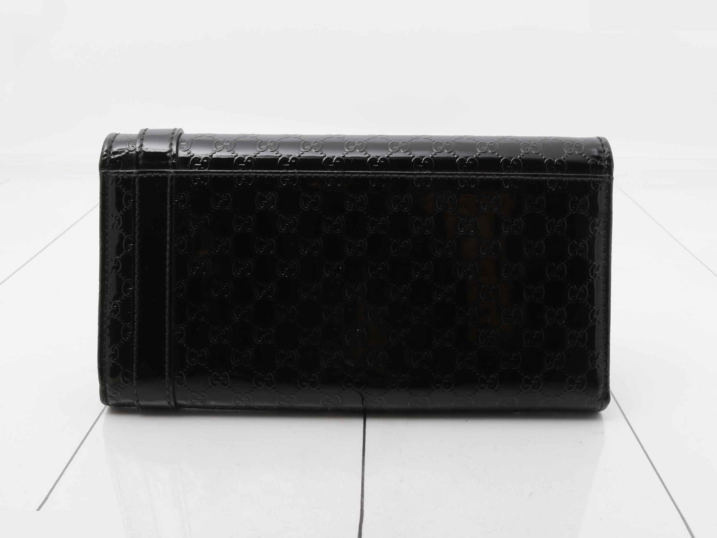 Microguccissima Long Wallet, Black Patent Leather — view 2