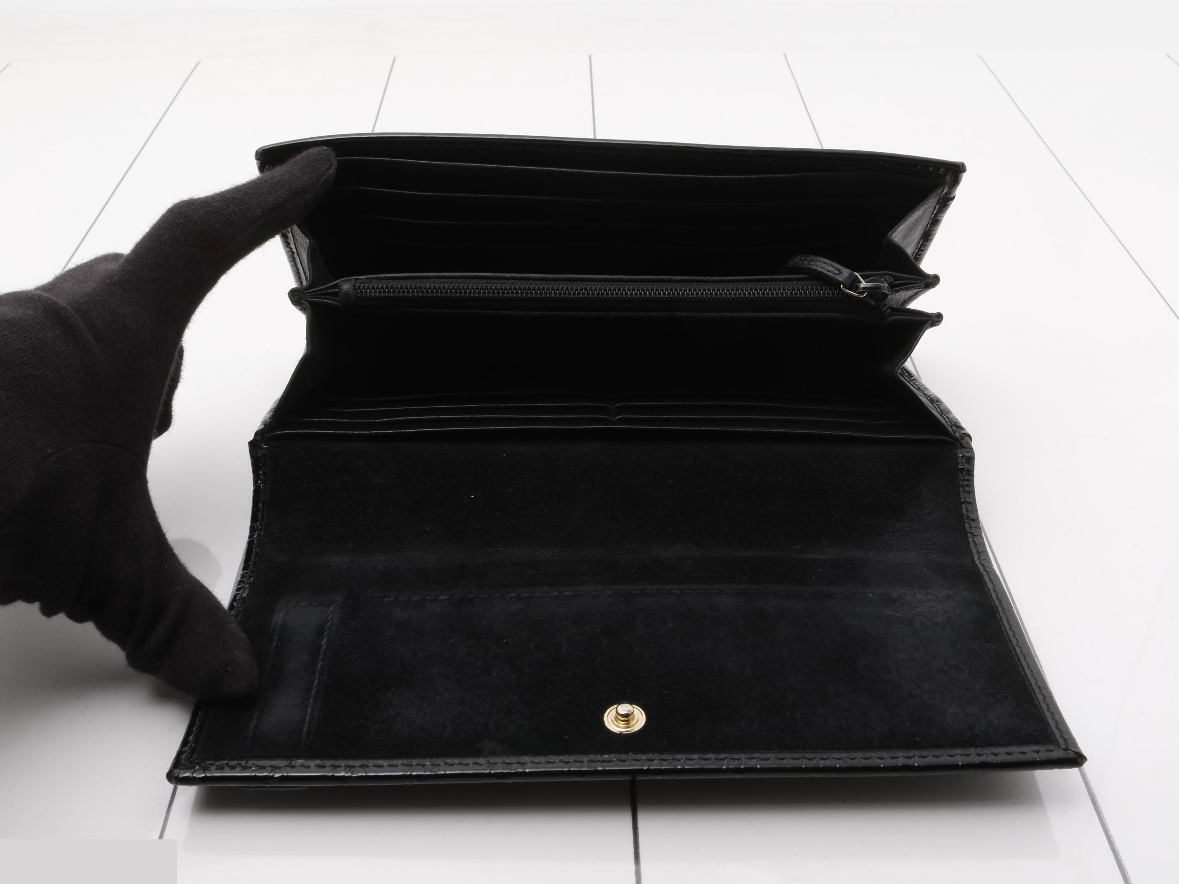 Microguccissima Long Wallet, Black Patent Leather — view 4