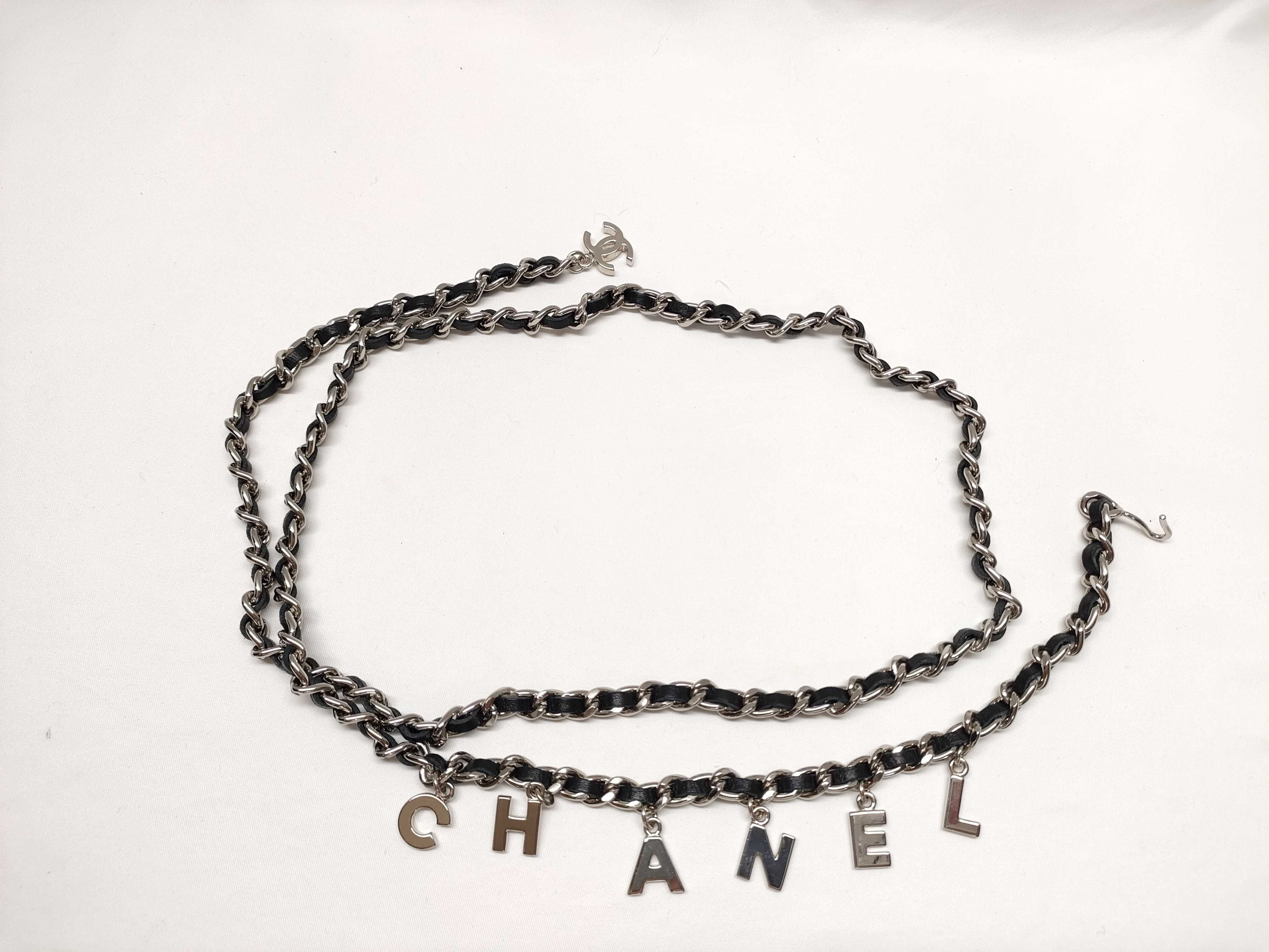 06V Leather Chain Belt with Silver Hardware — view 2