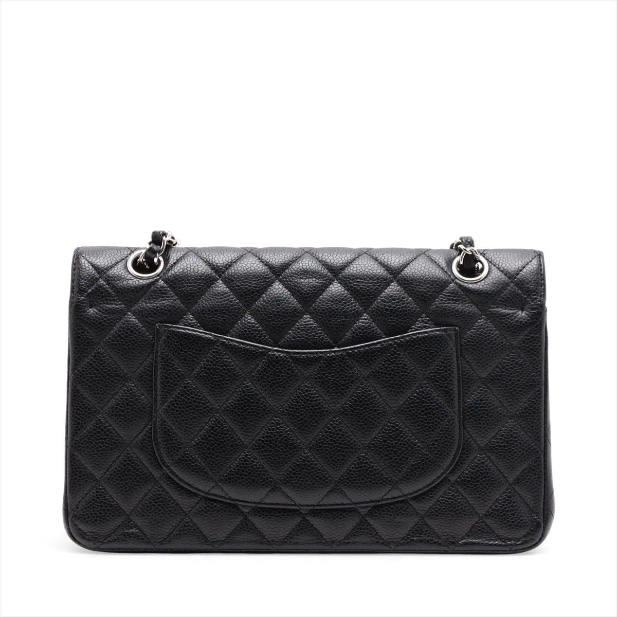 [Individually packaged] Chanel Matelassé 25 Caviar Skin Double Flap Double Chain Bag, Black with Silver Hardware, 13842370, Serial Number , A01112 — view 2