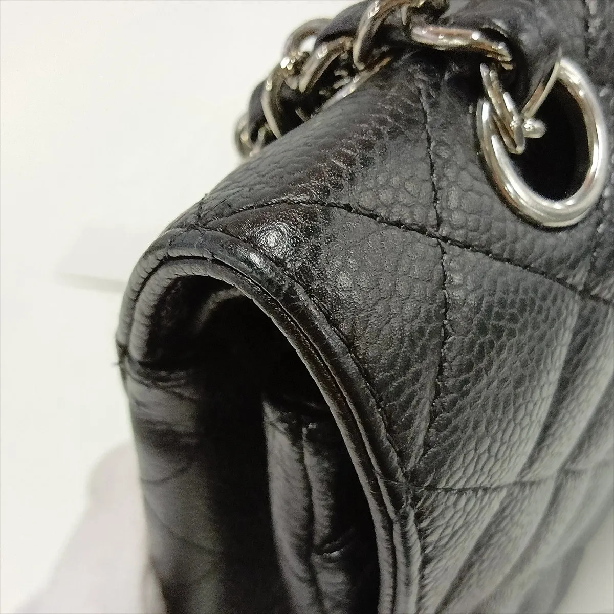 [Individually packaged] Chanel Matelassé 25 Caviar Skin Double Flap Double Chain Bag, Black with Silver Hardware, 13842370, Serial Number , A01112 — view 12