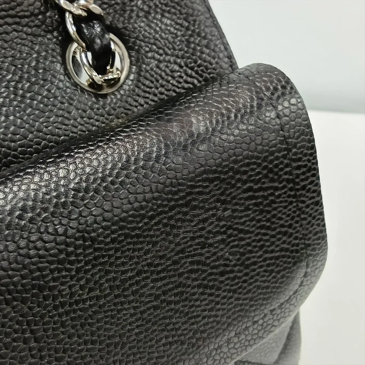 [Individually packaged] Chanel Matelassé 25 Caviar Skin Double Flap Double Chain Bag, Black with Silver Hardware, 13842370, Serial Number , A01112 — view 14