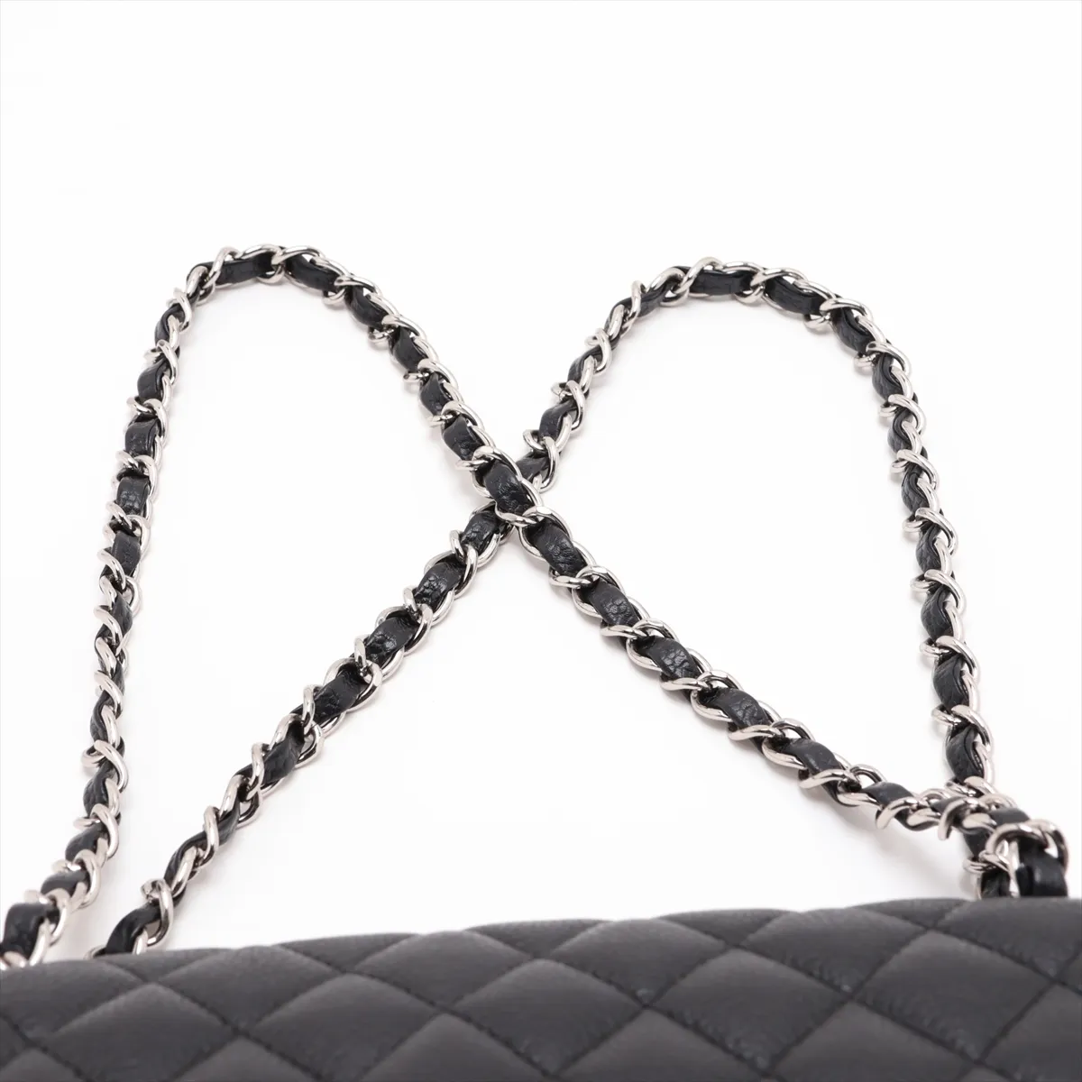 [Individually packaged] Chanel Matelassé 25 Caviar Skin Double Flap Double Chain Bag, Black with Silver Hardware, 13842370, Serial Number , A01112 — view 6